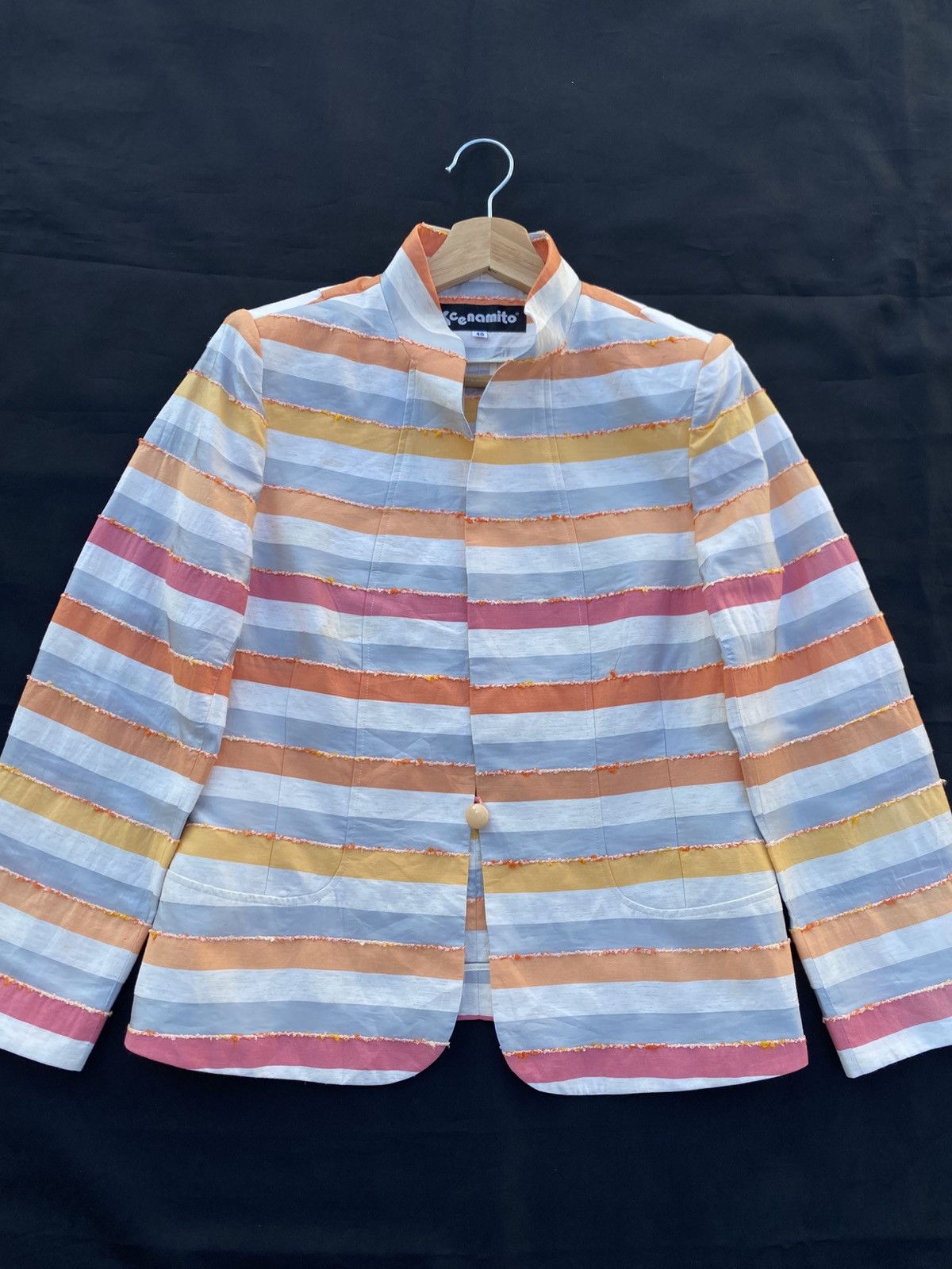 Japanese Brand Rare Vintage Stripes Raw Edge Design Women Blazer Size S / US 4 / IT 40 - 4 Thumbnail