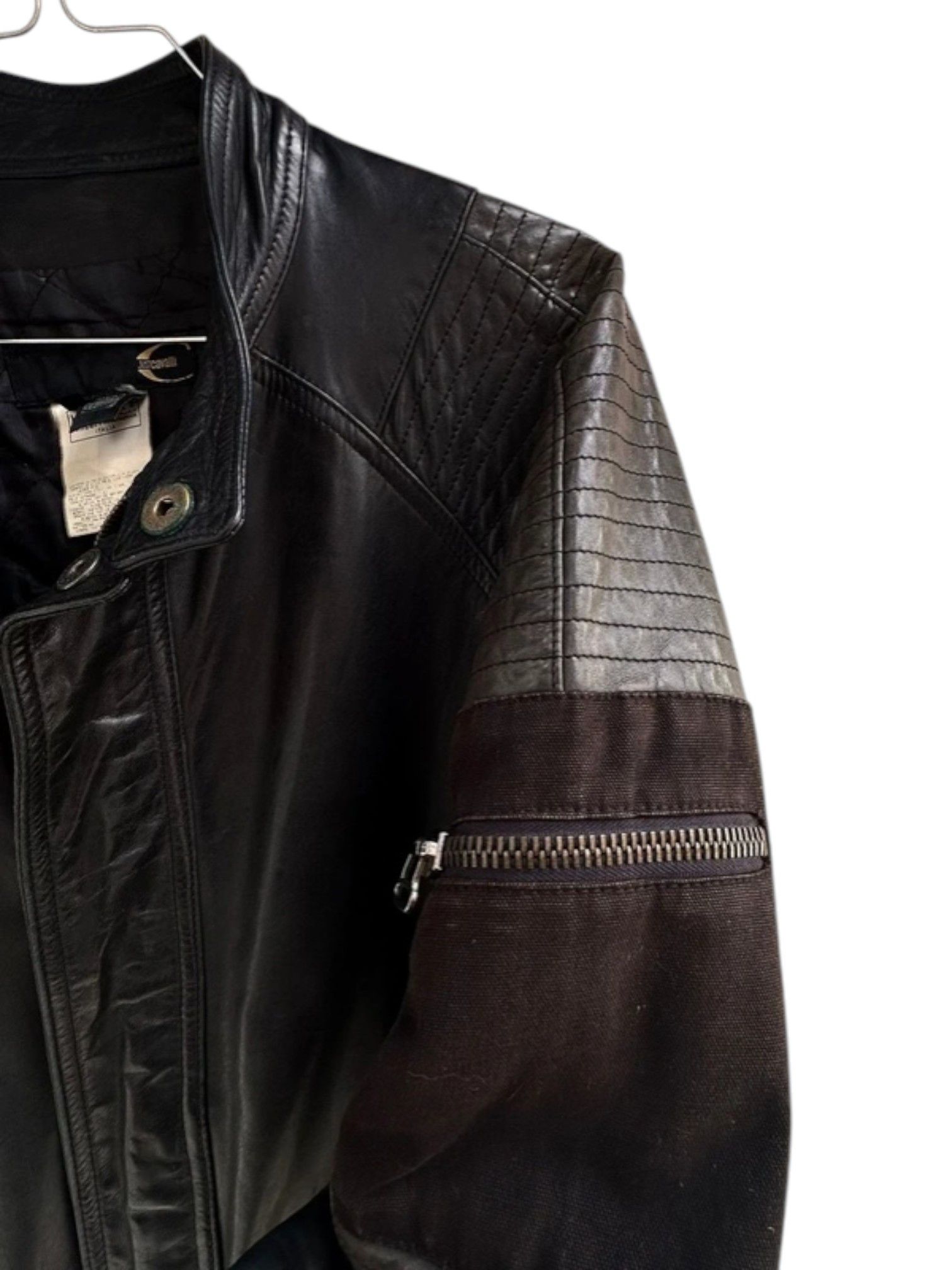 Just Cavalli Just Cavalli Paneled Moto Leather Jacket Size US L / EU 52-54 / 3 - 4 Thumbnail