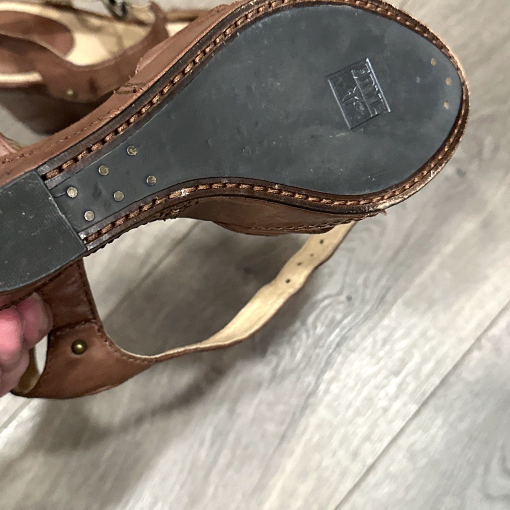 Frye FRYE Corrina Campus Wedge Sandals Size 7.5 Brown Leather Women Size US 7.5 / IT 37.5 - 5 Thumbnail