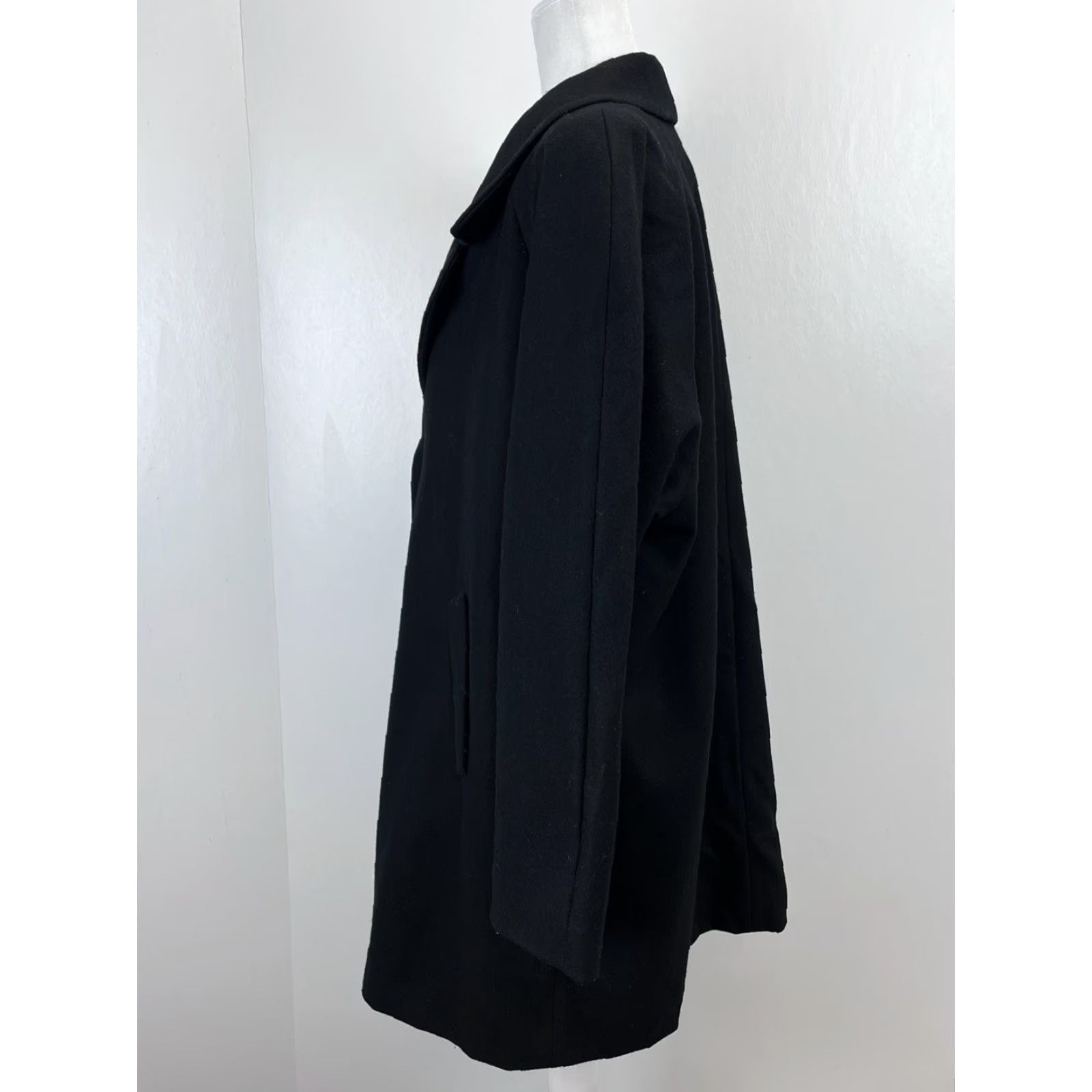 Vintage Stephanie Matthews Woman Wool Coat Sz 1X Plus GUC Black Mid Length Size XL / US 12-14 / IT 48-50 - 2 Thumbnail
