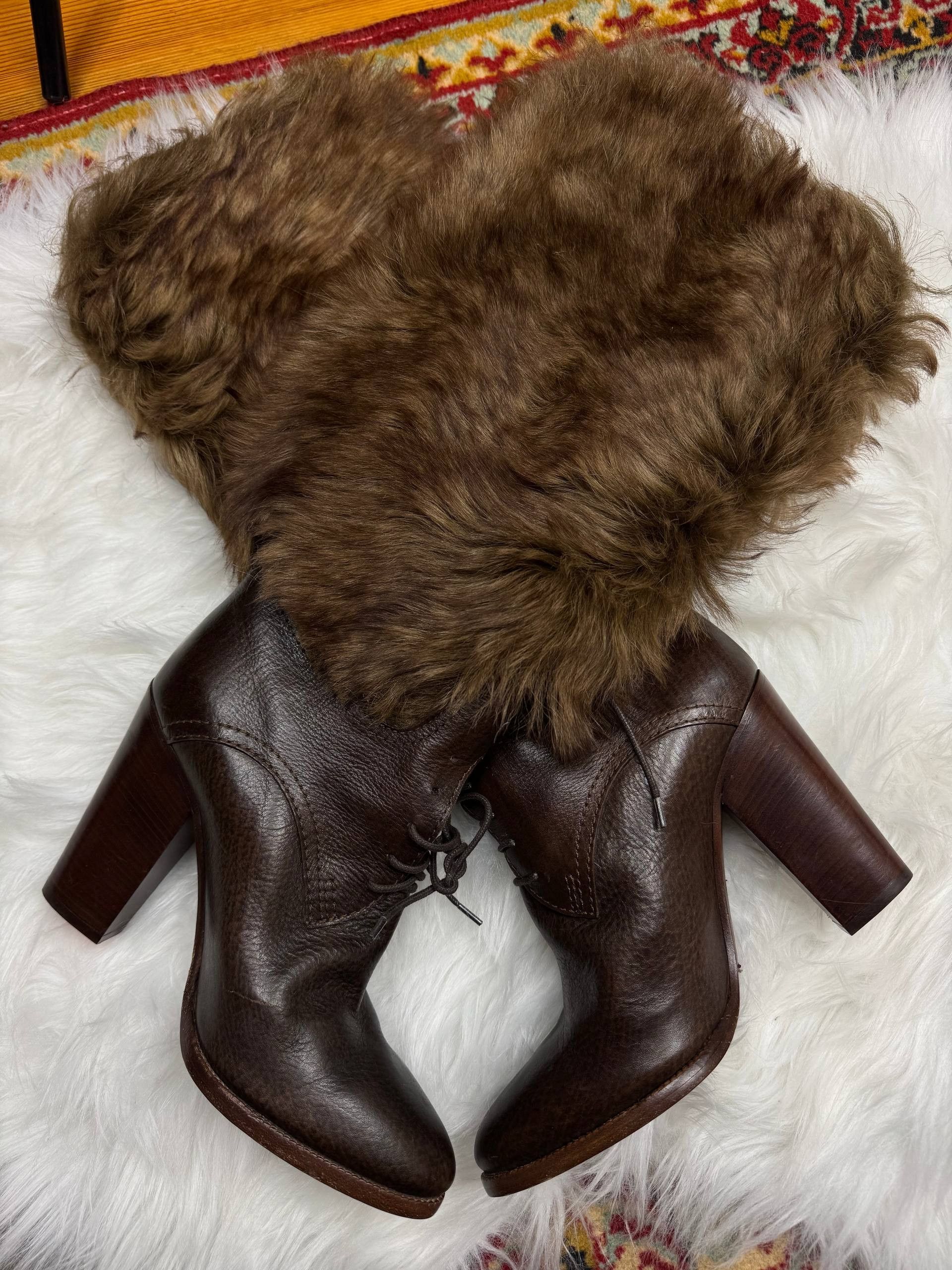 Ralph Lauren Purple Label Ralph Lauren Purple Label Leather Fur Boots Heels Italy 10B Size US 10 / IT 40 - 5 Thumbnail