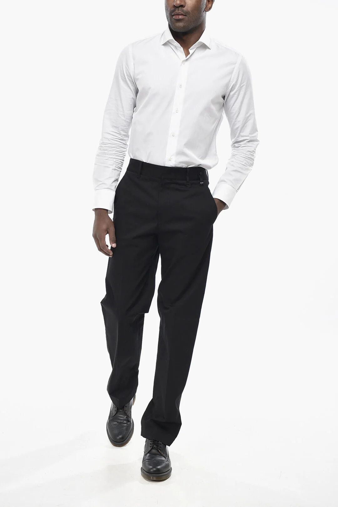 Fendi og1mm0426 Solid Stretch Cotton Pant in Black Size US 32 / EU 48 - 4 Thumbnail