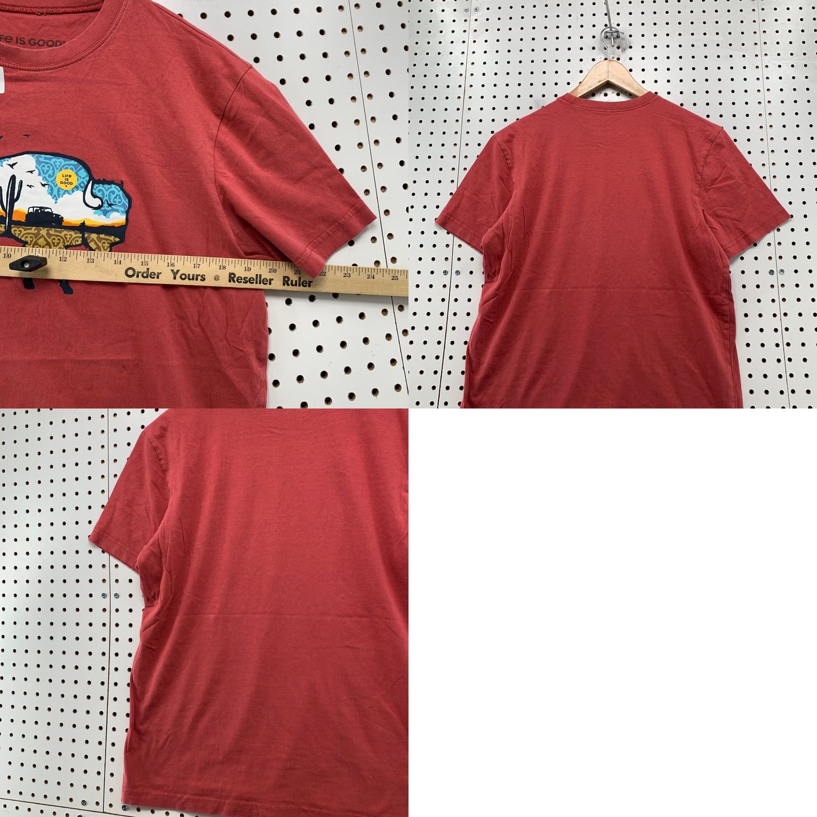 Life is Good Life is Good Buffalo Shirt Mens M Burgundy Outdoor Nature Tee Shirt Size US M / EU 48-50 / 2 - 9 Thumbnail