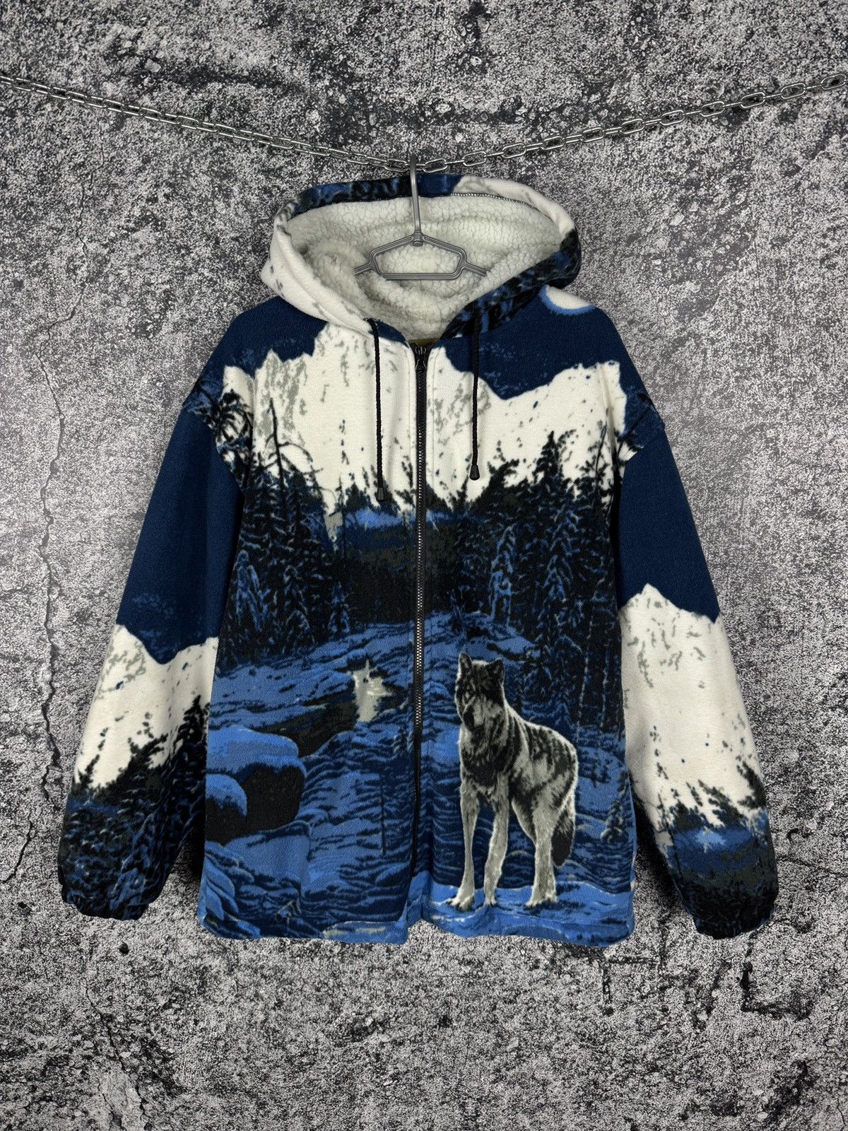 Vintage Vintage Wolf Mountain Fleece Jacket Sherpa Warm Overprint XL Size US XL / EU 56 / 4 - 2 Thumbnail