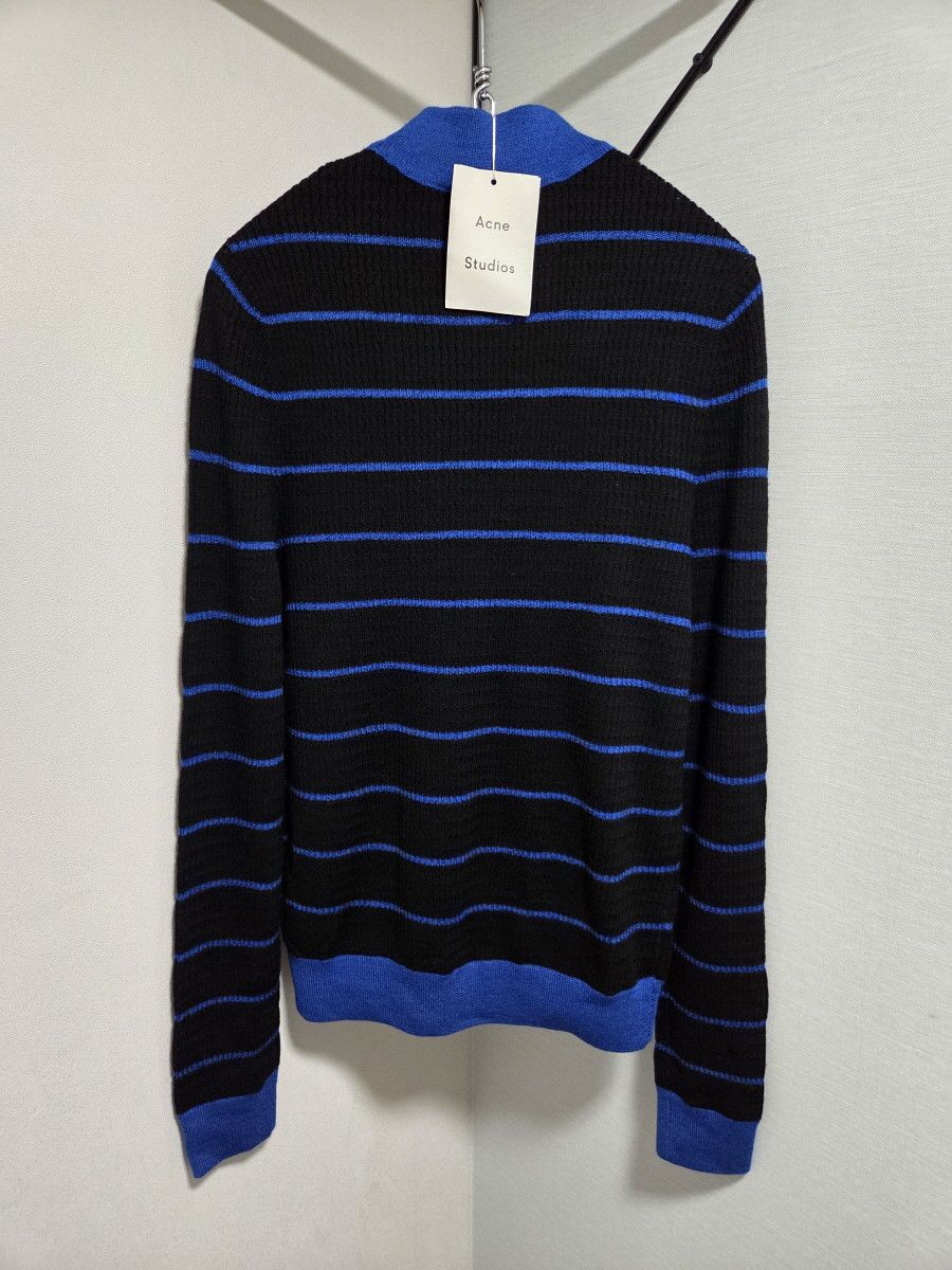 Acne Studios Acne Studios Black and Blue Striped High-Neck Slim Sweater Size S / US 4 / IT 40 - 4 Thumbnail