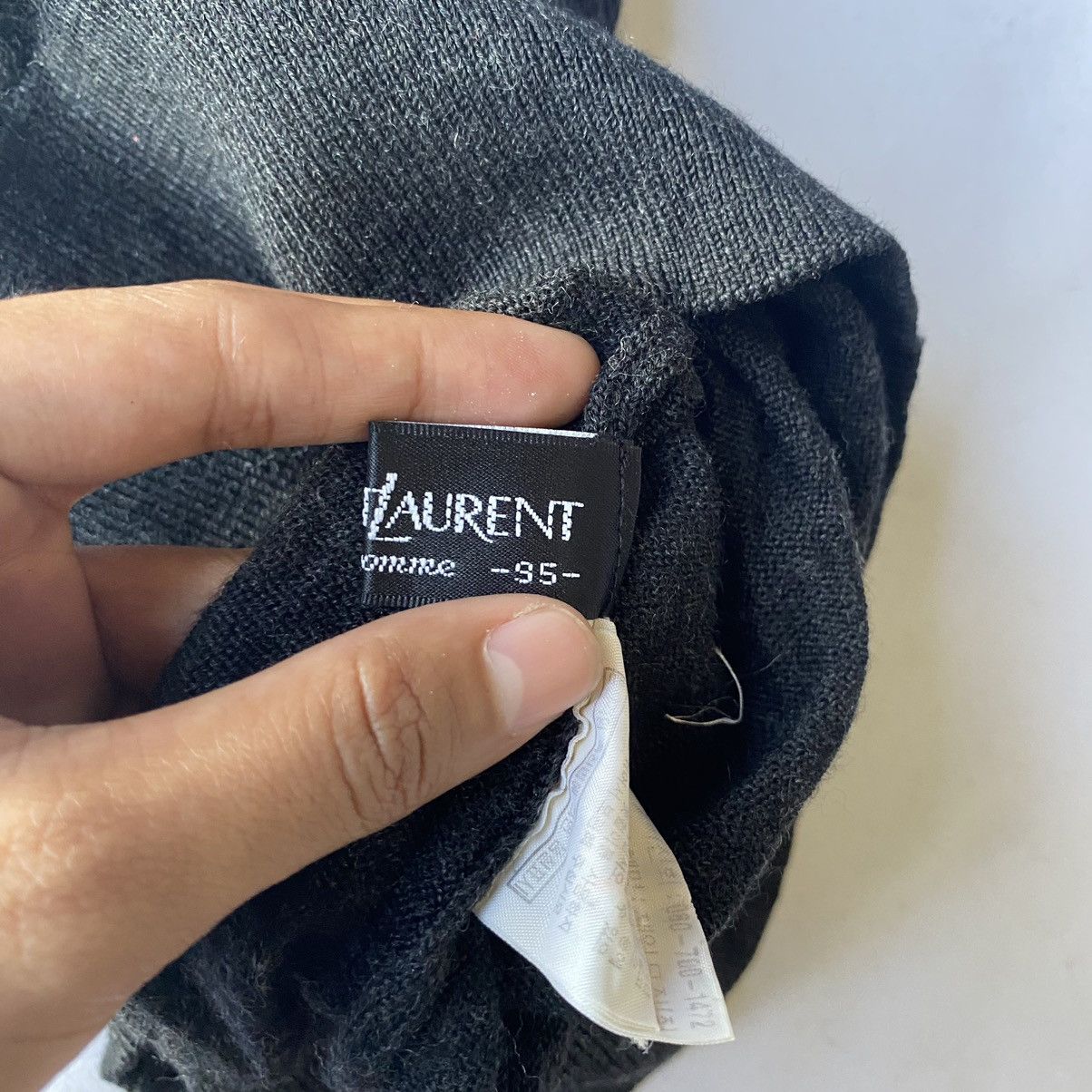 Vintage × Yves Saint Laurent Dark Grey Logo Embroidered YSL Sweater Knitwear Size US M / EU 48-50 / 2 - 10 Thumbnail