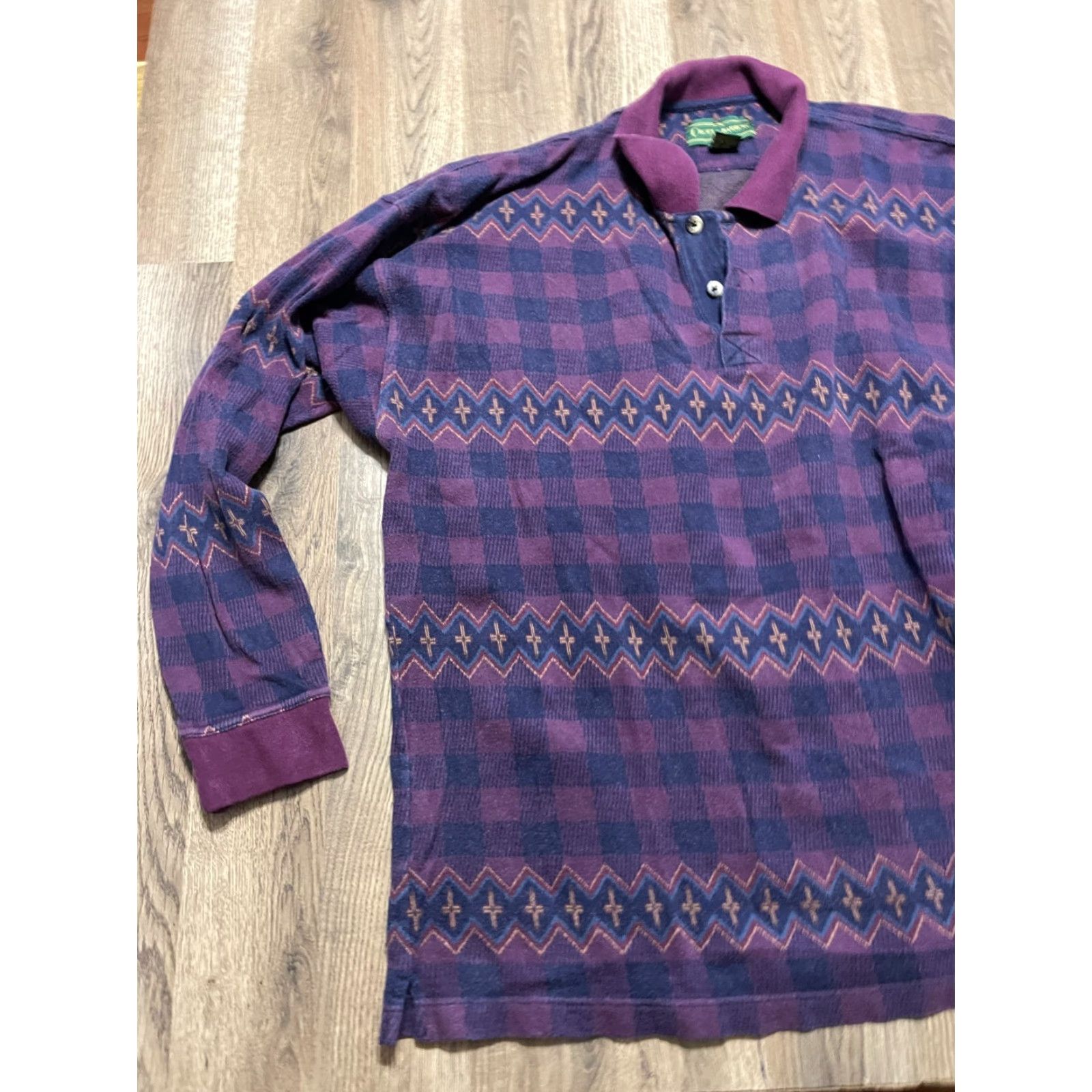 Croft & Barrow Croft & Barrow Shirt, Men's XL, Plaid, Long Sleeve, 1/4 Button, Purple Blue, Casual, Regular Fit, Vintage: No Size US XL / EU 56 / 4 - 3 Thumbnail