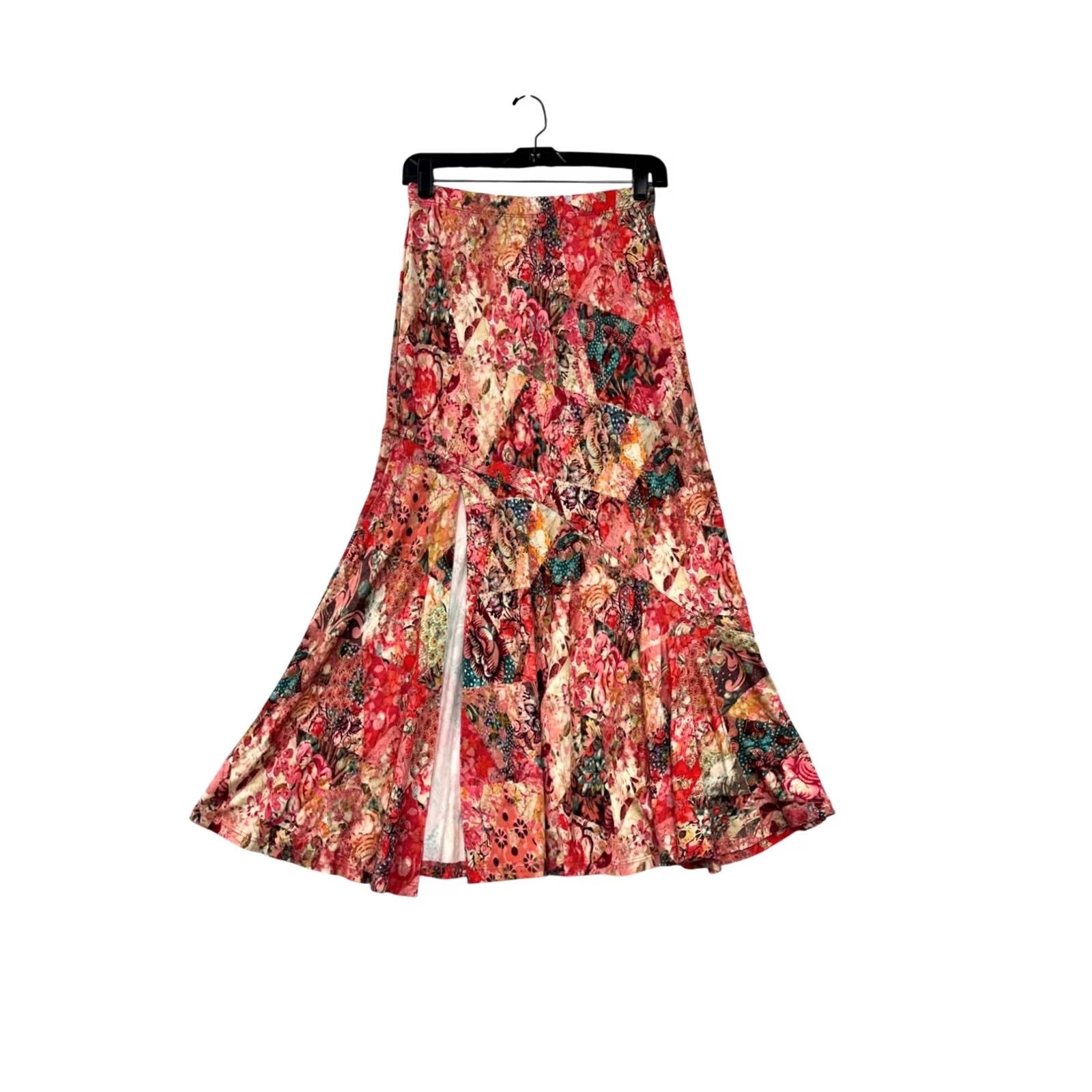 Pinko NWT Peruvian Connection Florissima Skirt XS Red Pink Floral Patchwork Maxi Women’s Size XS Size 26" / US 2 / IT 38 - 2 Thumbnail
