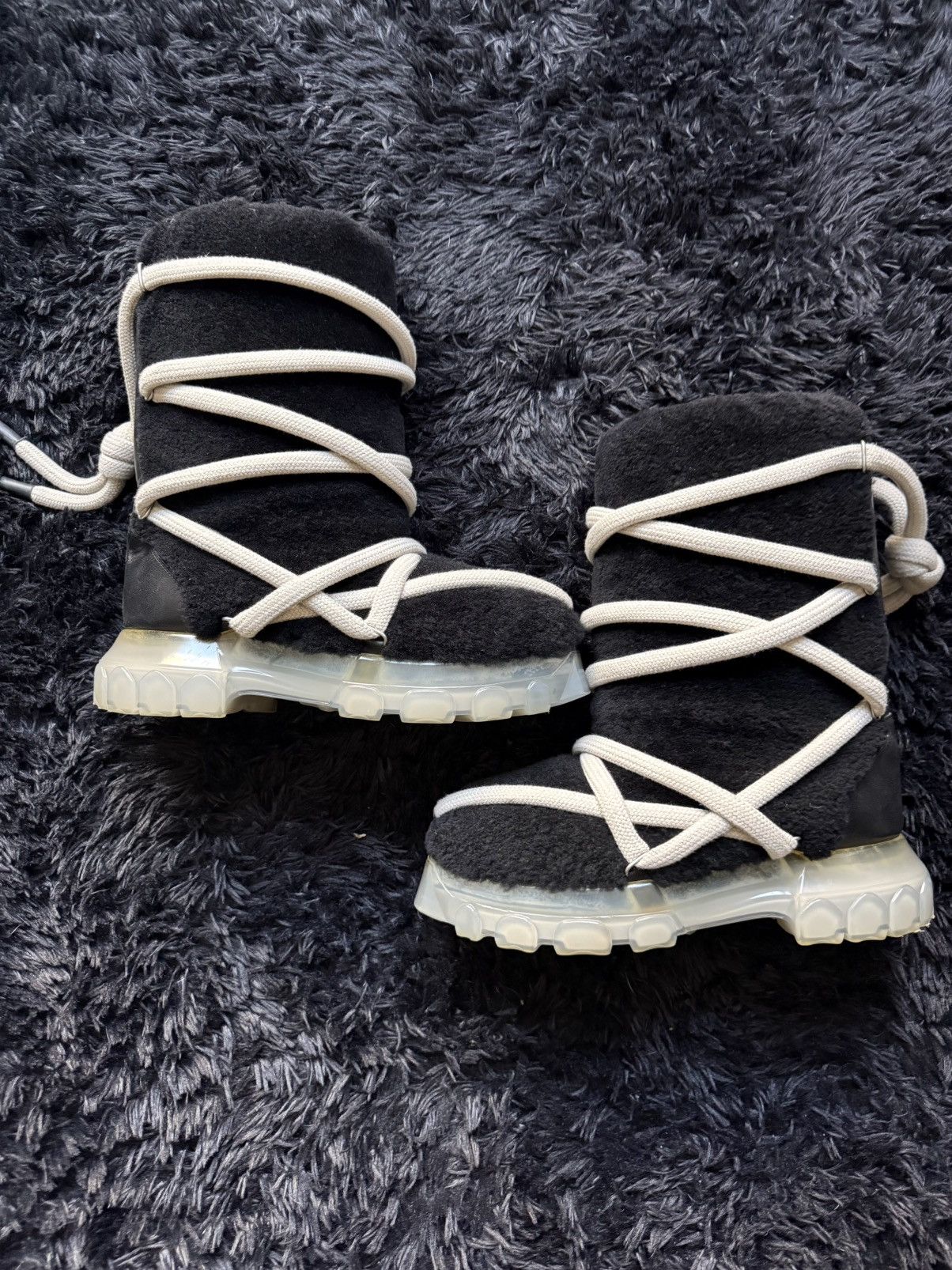 Rick Owens Shearling Lunar Tractor Boot Fall 2023 Size US 12 / EU 45 - 6 Thumbnail
