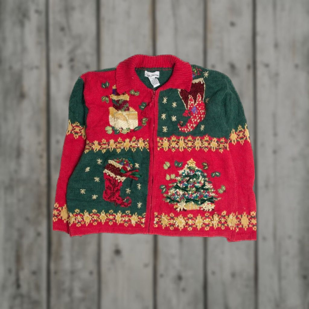 Croft & Barrow VINTAGE Croft & Barrow Red Ugly Christmas Cardigan Shirt Womens Mens Large Christmas 1950s 60s 70s Size L / US 10 / IT 46 - 1 Thumbnail