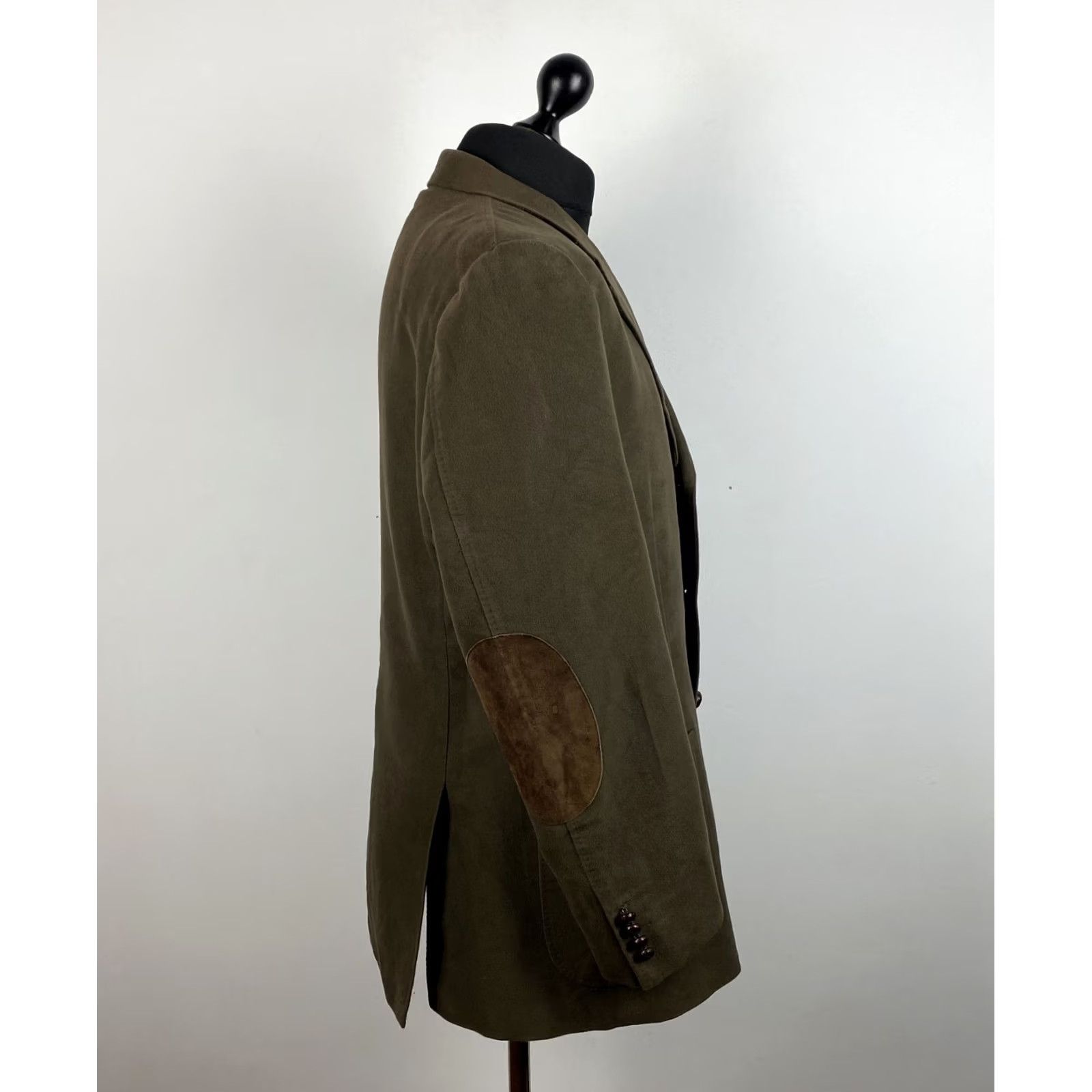 Canali Canali Mens Brown Cotton Suede Feel Sport Coat Blazer 54 7 R Italy Elbow Patch Size 54R - 2 Thumbnail