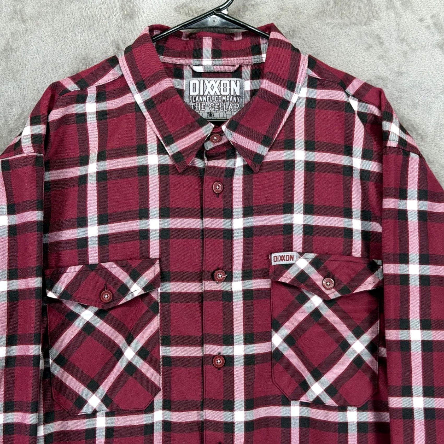 Vintage Dixxon Flannel The Cellar Plaid Shirt Mens 3XL Burgundy Black Long Sleeve Button-Up Collared Pocketed Size US XXL / EU 58 / 5 - 2 Thumbnail