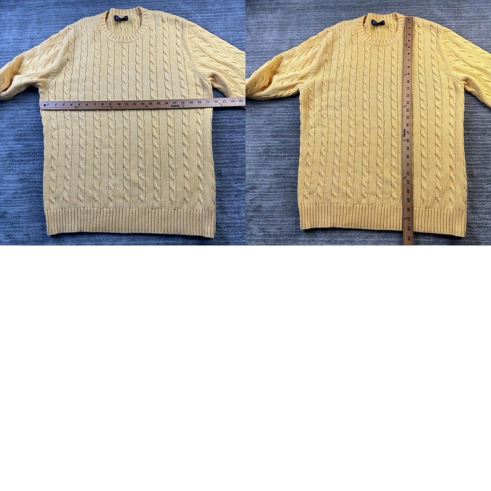 Lands' End VINTAGE Lands End Sweater Mens Large Yellow Cable Knit Pony Cotton Heavy Size US L / EU 52-54 / 3 - 8 Thumbnail