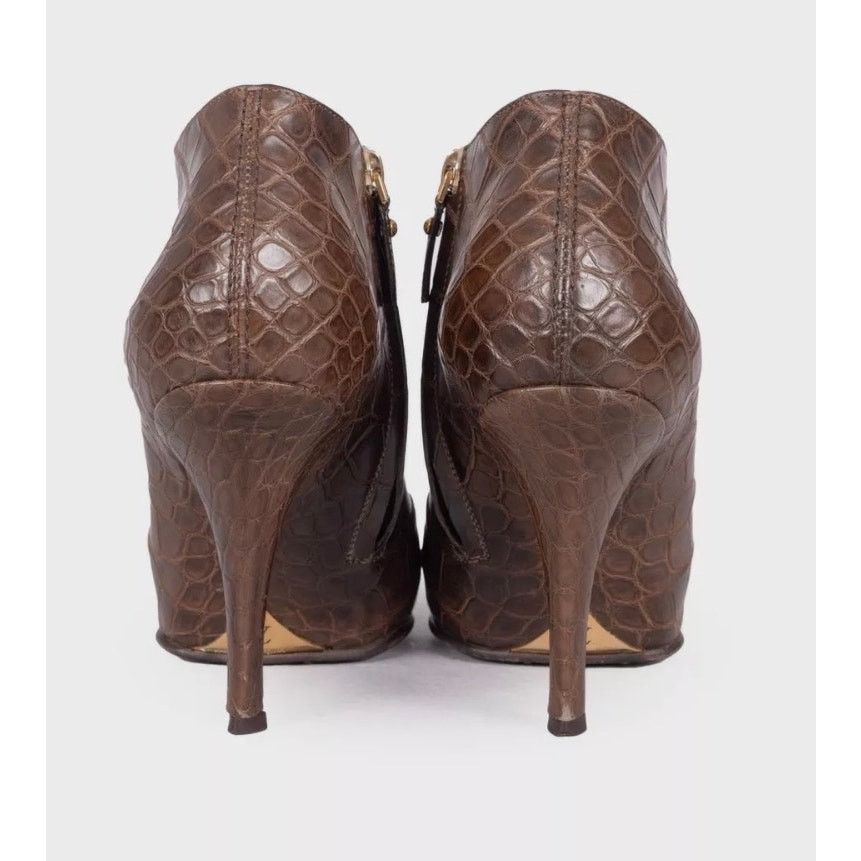 Louis Vuitton Louis Vuitton Brown Embossed Leather Ankle Boots Sz 40 Size US 9 / IT 39 - 4 Thumbnail