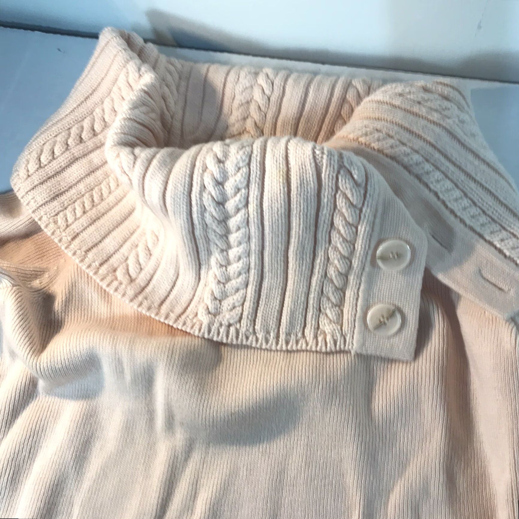 Vintage Dana Buchman Peach Chunky-Knit Cowl Neck Sweater Womens Size L Pullover Classic Heavyweight Size L / US 10 / IT 46 - 2 Thumbnail
