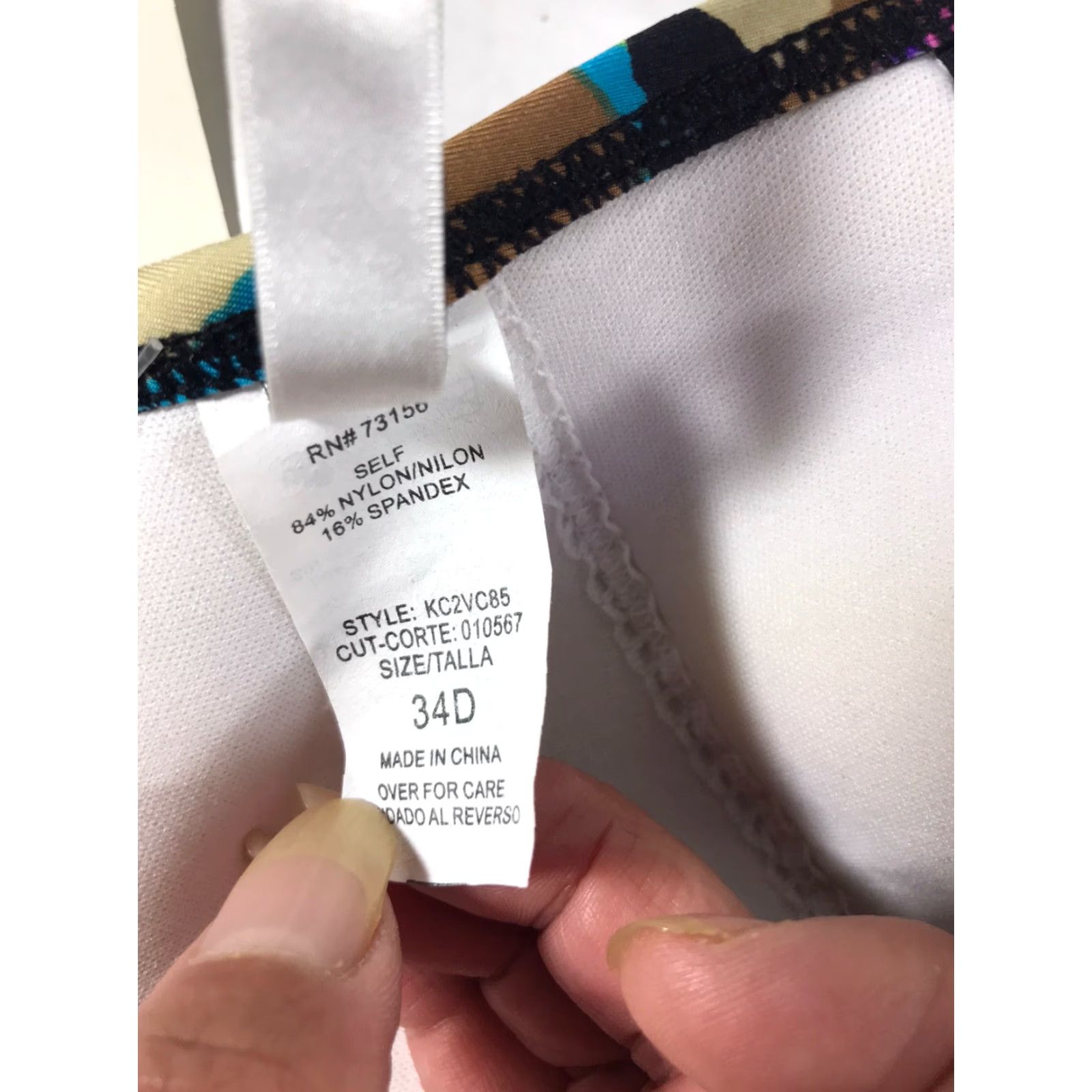 Kenneth Cole Kenneth Cole New York Women's Swim Top Push-Up Underwired 34D Multicolor Floral Spaghetti Strap Size XXS / US 00 / IT 34 - 4 Thumbnail