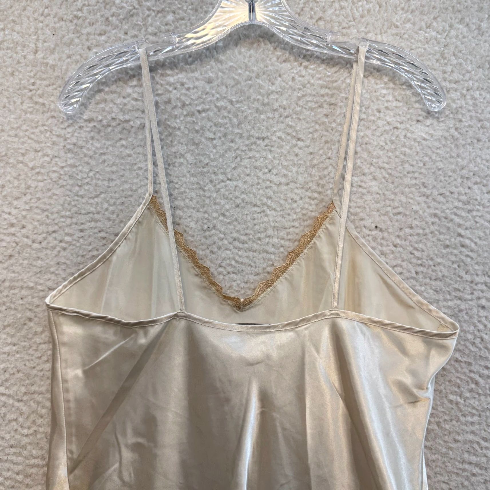 Vintage VINTAGE 90s Y2K Slip Dress L Large Cream Ivory Satin Lace Coquette Cottagecore Nike? Size L / US 10 / IT 46 - 4 Thumbnail