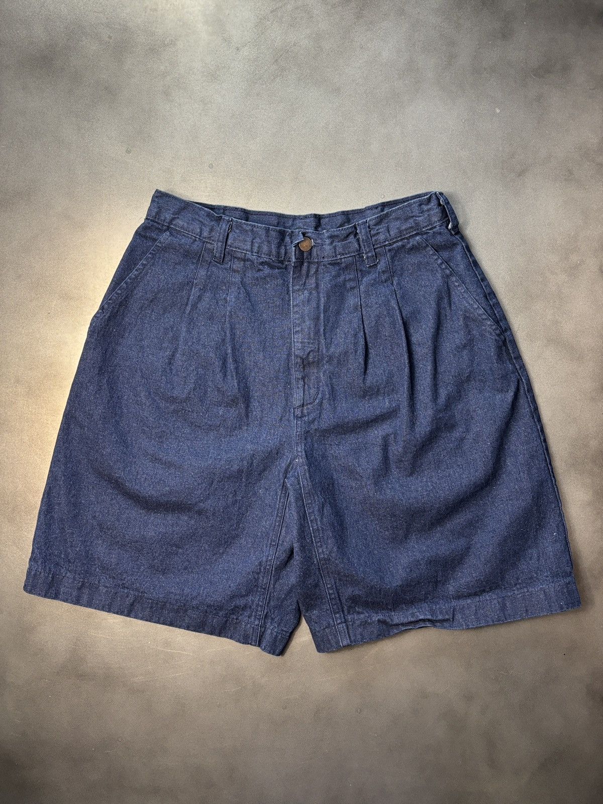 Vintage 1990s Vintage Pleated Jean Shorts Dark Denim Jorts USA Made Size US 29 - 2 Thumbnail