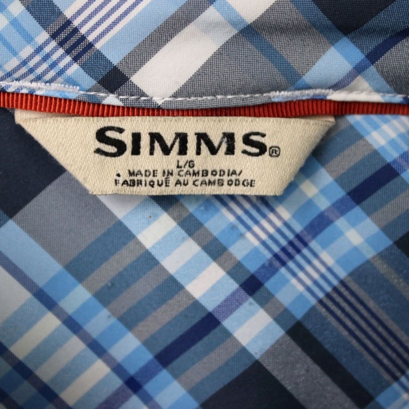 Vintage Simms Shirt Mens Large Blue Plaid Brrr Nylon Stretch Button-Up Long Sleeve Fishing Shirt Size US L / EU 52-54 / 3 - 6 Thumbnail