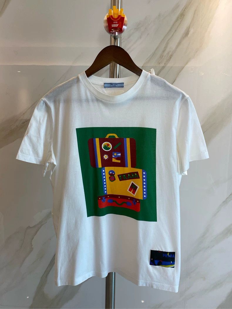 Prada Art painting briefcase suitcase pattern short sleeves