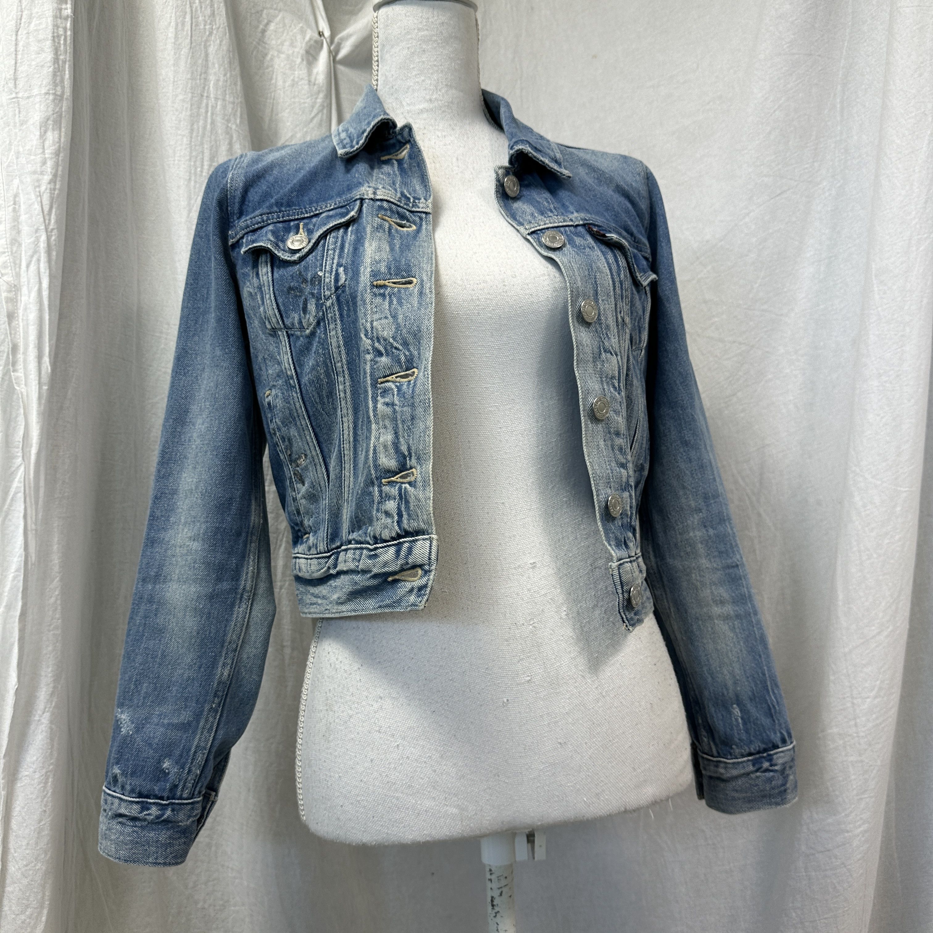 Levi's Vintage Denim Preppy Cropped Women's Levi's Jeans Jacket Y2K Size XS / US 0-2 / IT 36-38 - 6 Thumbnail