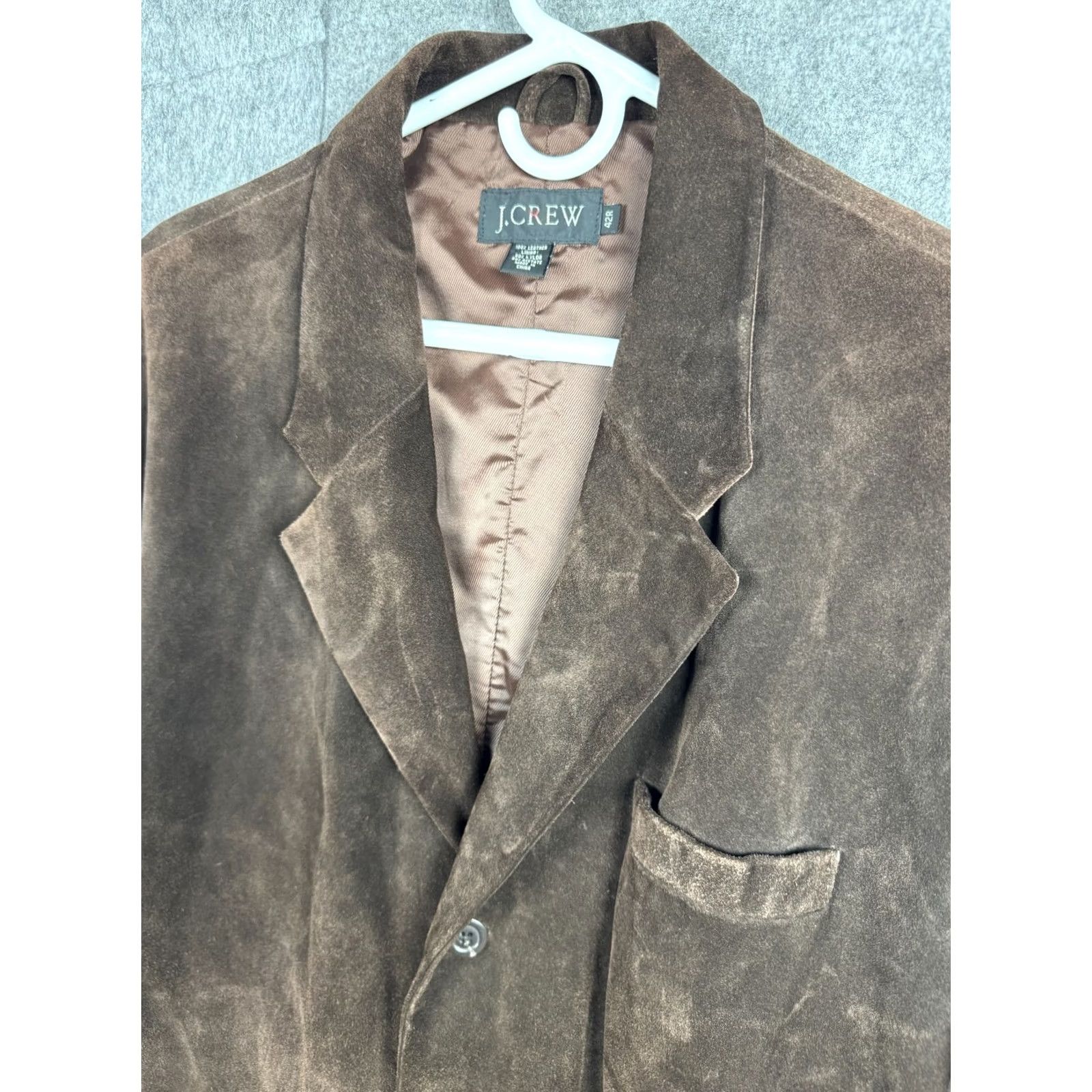 J.Crew J.CREW Brown Leather Suede Jacket Men's 42R Heavy Chore Coat Pockets Size US L / EU 52-54 / 3 - 7 Thumbnail