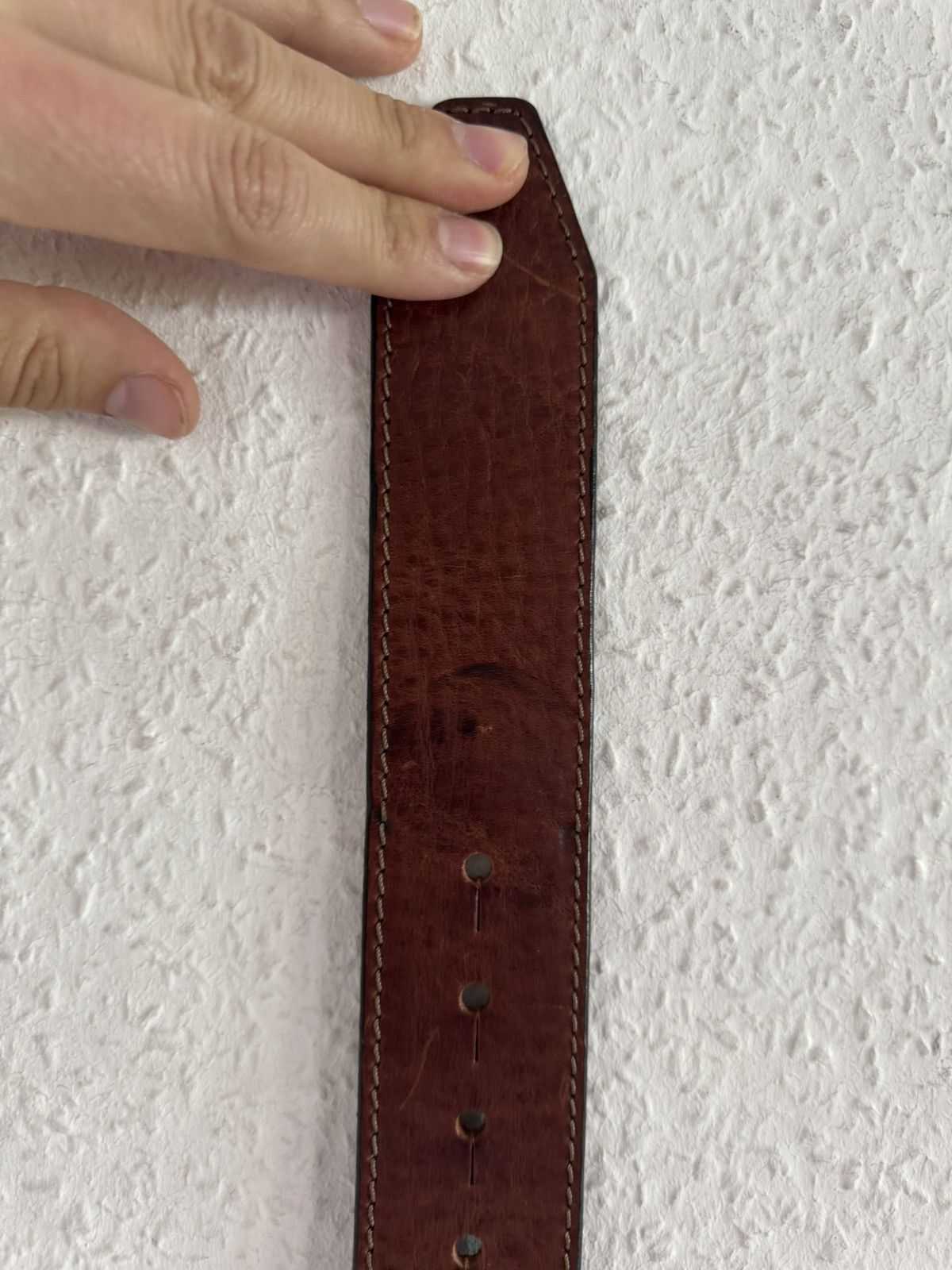 Dsquared2 Hawaii Logo Leather Belt Brown Orange Size 36 - 4 Thumbnail