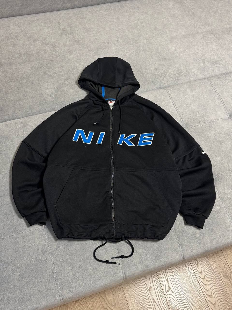 Nike Vintage Nike Y2K swoosh black oversized zip hoodie Size US L / EU 52-54 / 3 - 3 Thumbnail
