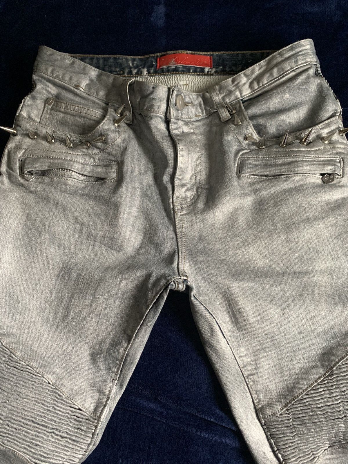 Other Custom Silver Biker Jeans Balmain Like 2000s Fashion Swag Size US 34 / EU 50 - 12 Thumbnail