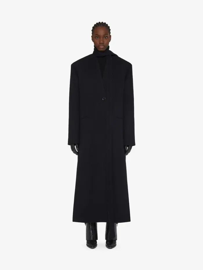 Givenchy o1w1db10325 Coat With Scarf in Black Size S / US 4 / IT 40 - 2 Thumbnail