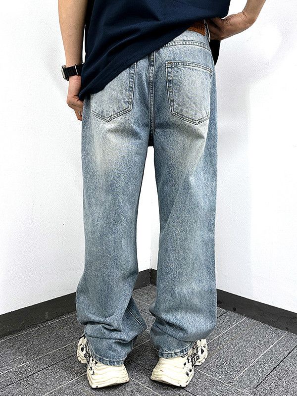 Jean Retro distressed straight leg casual loose washed jeans Size US 32 / EU 48 - 4 Thumbnail