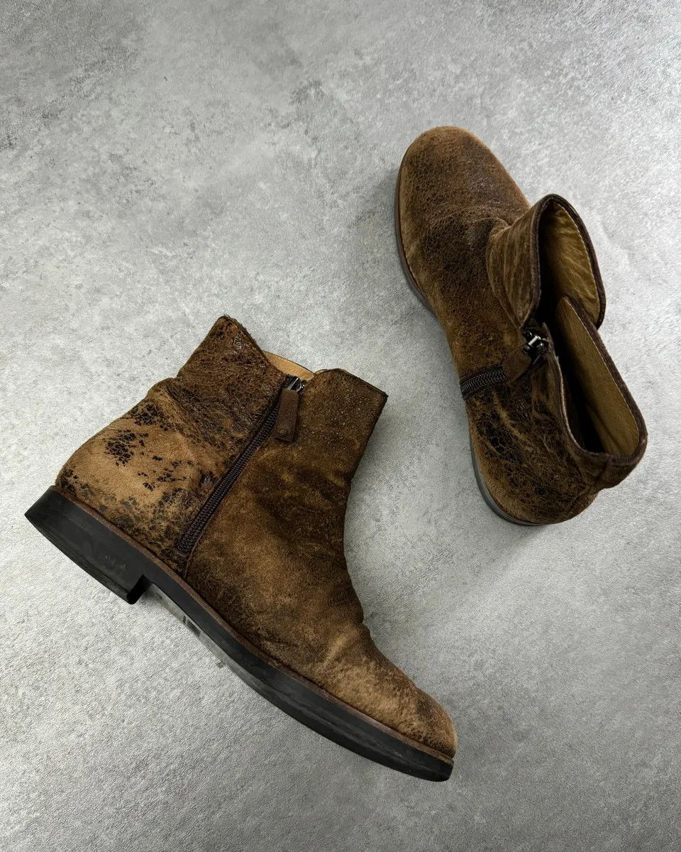 Maison Margiela Maison Margiela Brown Cracked Eroded Brown Leather Boots Size US 6 / IT 36 - 2 Thumbnail