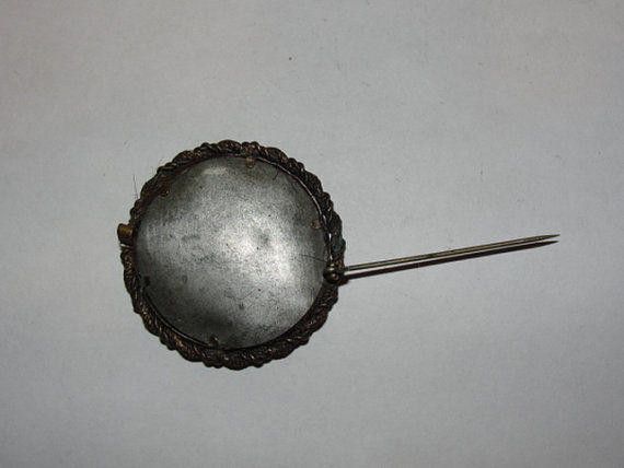 Designer Brass Victorian Round Mourning Hair Pin Size ONE SIZE - 3 Thumbnail