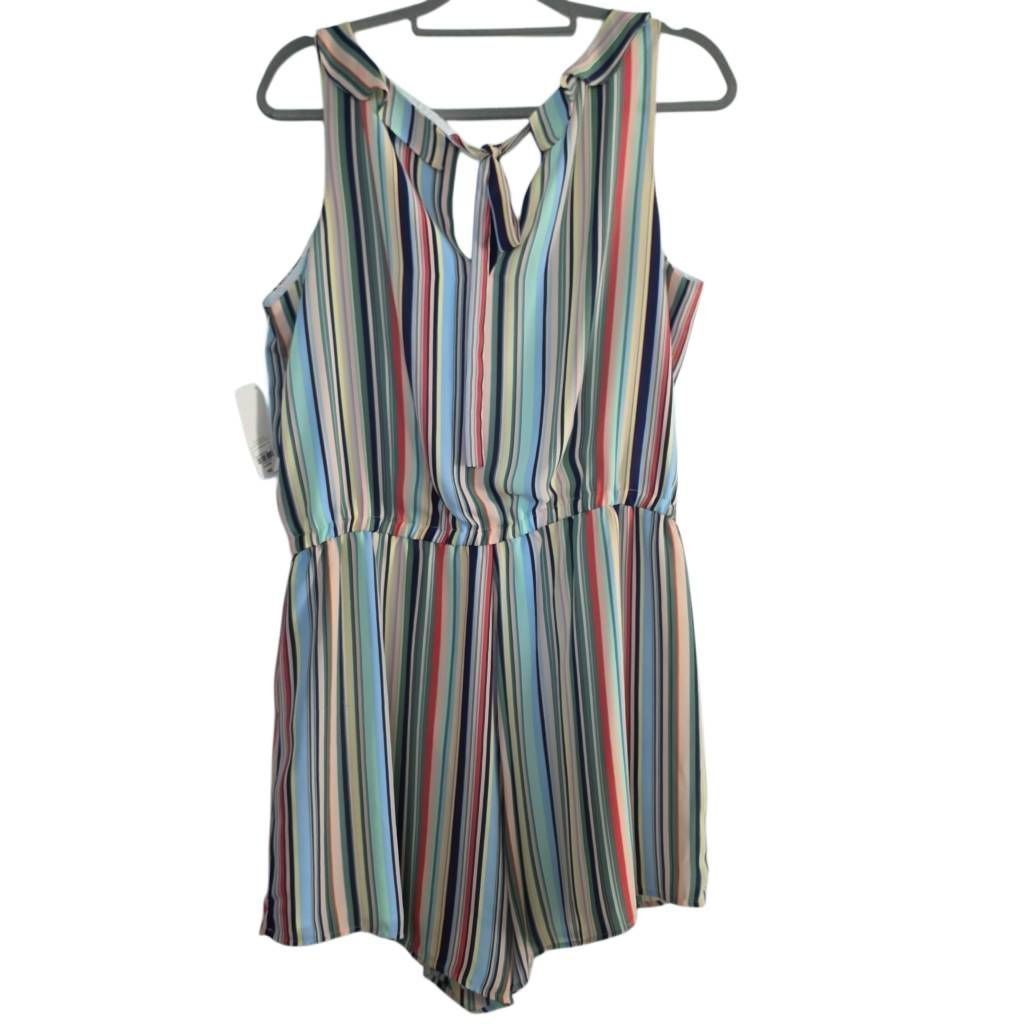 Decree Decree Women's Size XL Multicolored Striped Ruffle Front Blo Size XL / US 12-14 / IT 48-50 - 2 Thumbnail