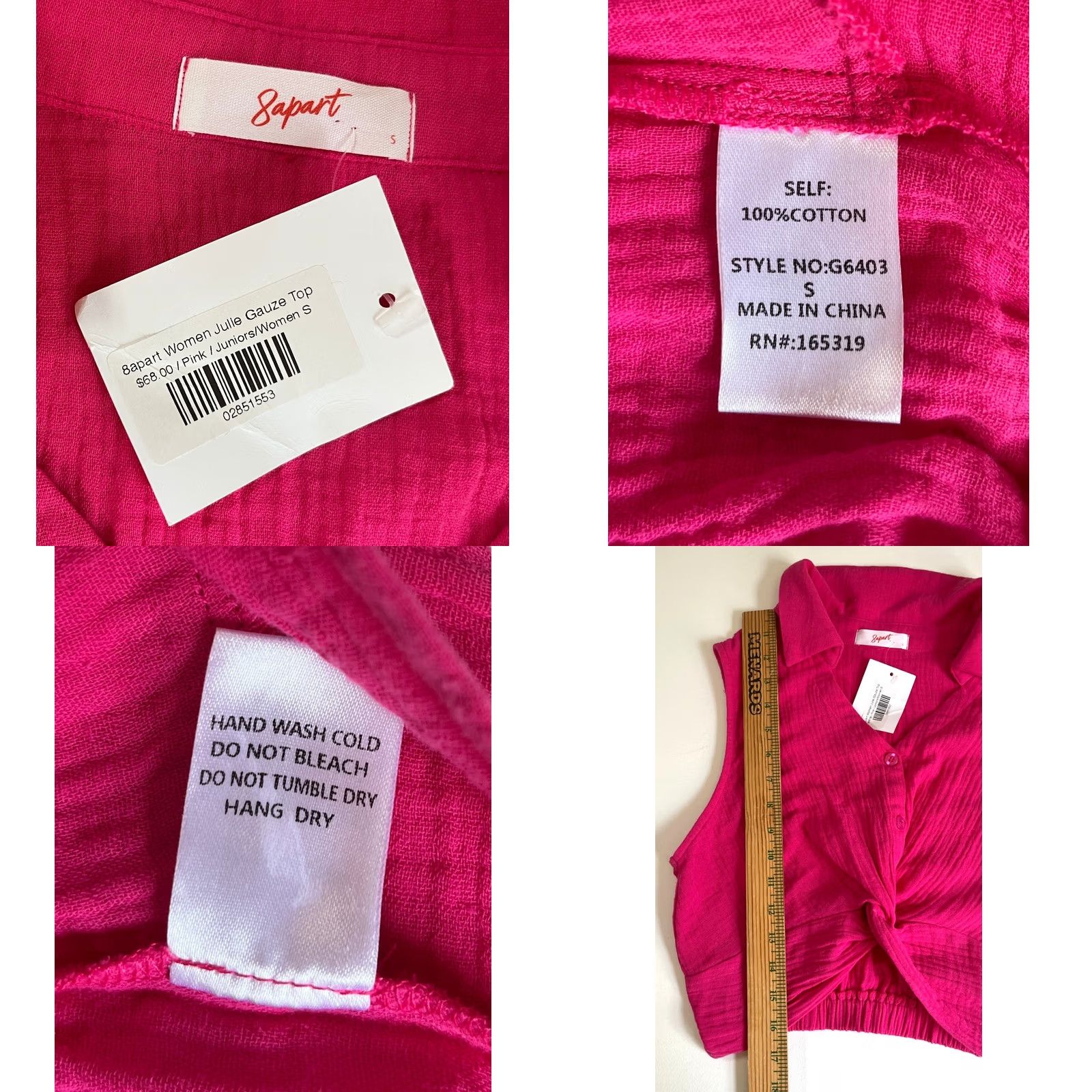 Vintage 8apart Junior's Julle Gauze Top Tank Cropped Pink S Teen Young Adult Hot Pink NWT Frances on the Park Size S / US 4 / IT 40 - 8 Thumbnail