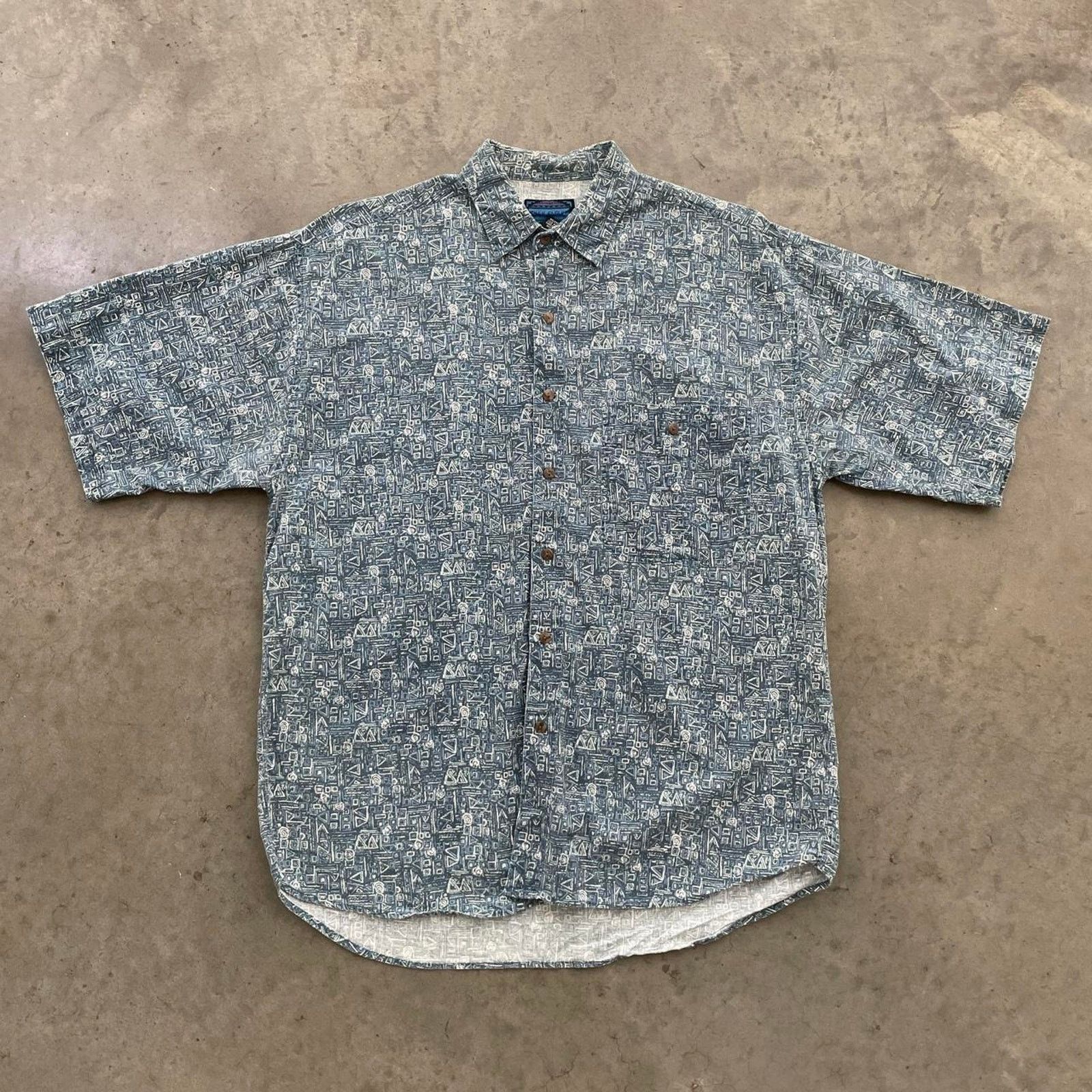 Vintage Vintage Shah Safari Blue Patterned Button Up Shirt Size US M / EU 48-50 / 2 - 1 Thumbnail
