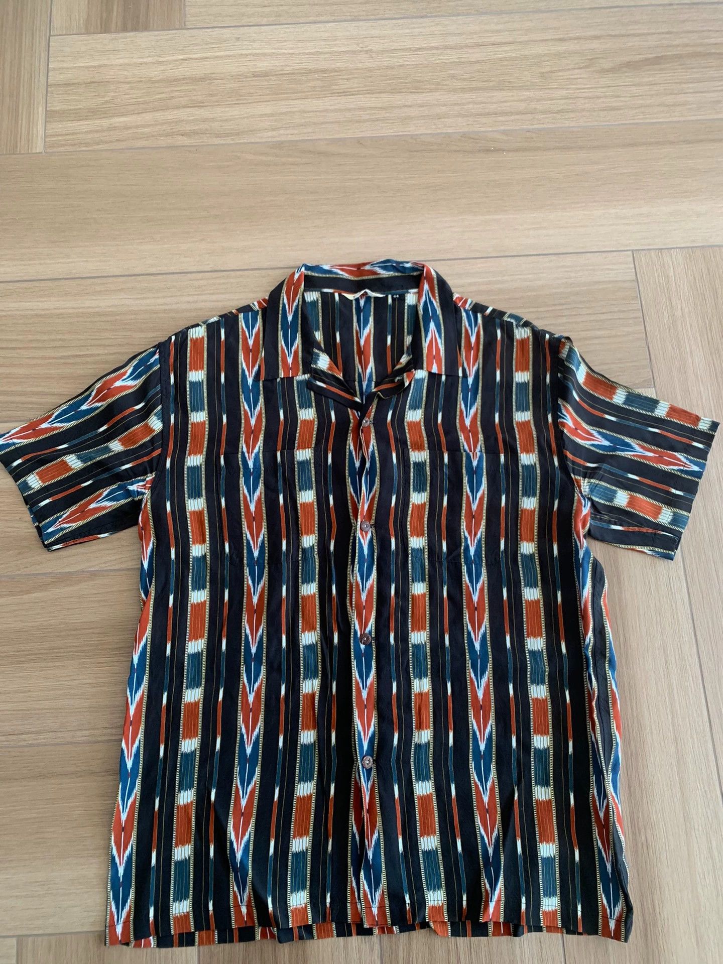 The Flat Head THE FLAT HEAD Vintage Woven NATIVE BORDER Strip Shirt JPN Size US S / EU 44-46 / 1 - 1 Thumbnail