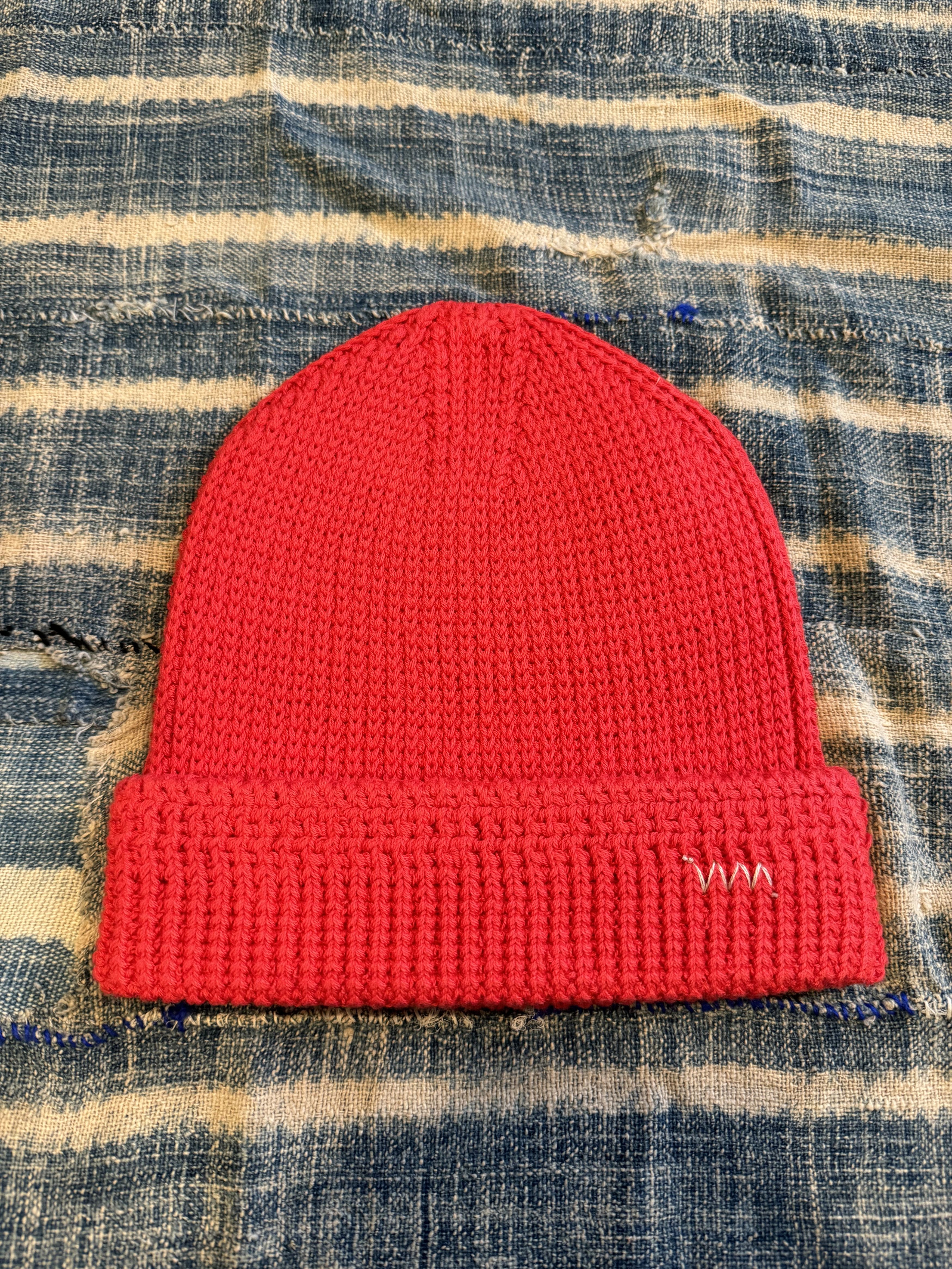 image of Visvim Knit Beanie Cotton in Red, Men's
