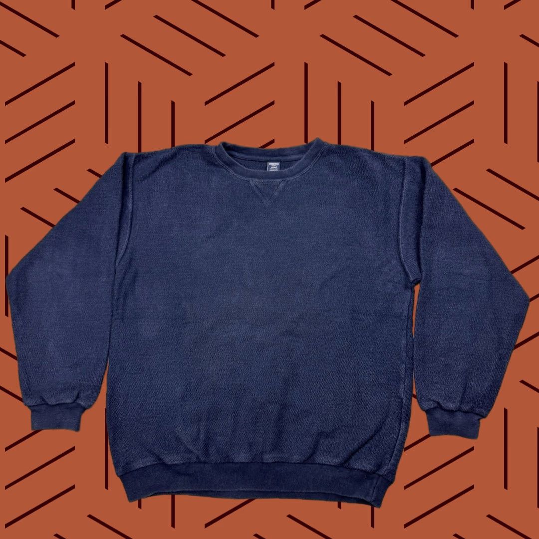 Lands' End VINTAGE Lands' End USA Cotton Terry Crewneck Sweatshirt Men's Medium Navy Blue V-Stitch Pullover Size US M / EU 48-50 / 2 - 1 Thumbnail