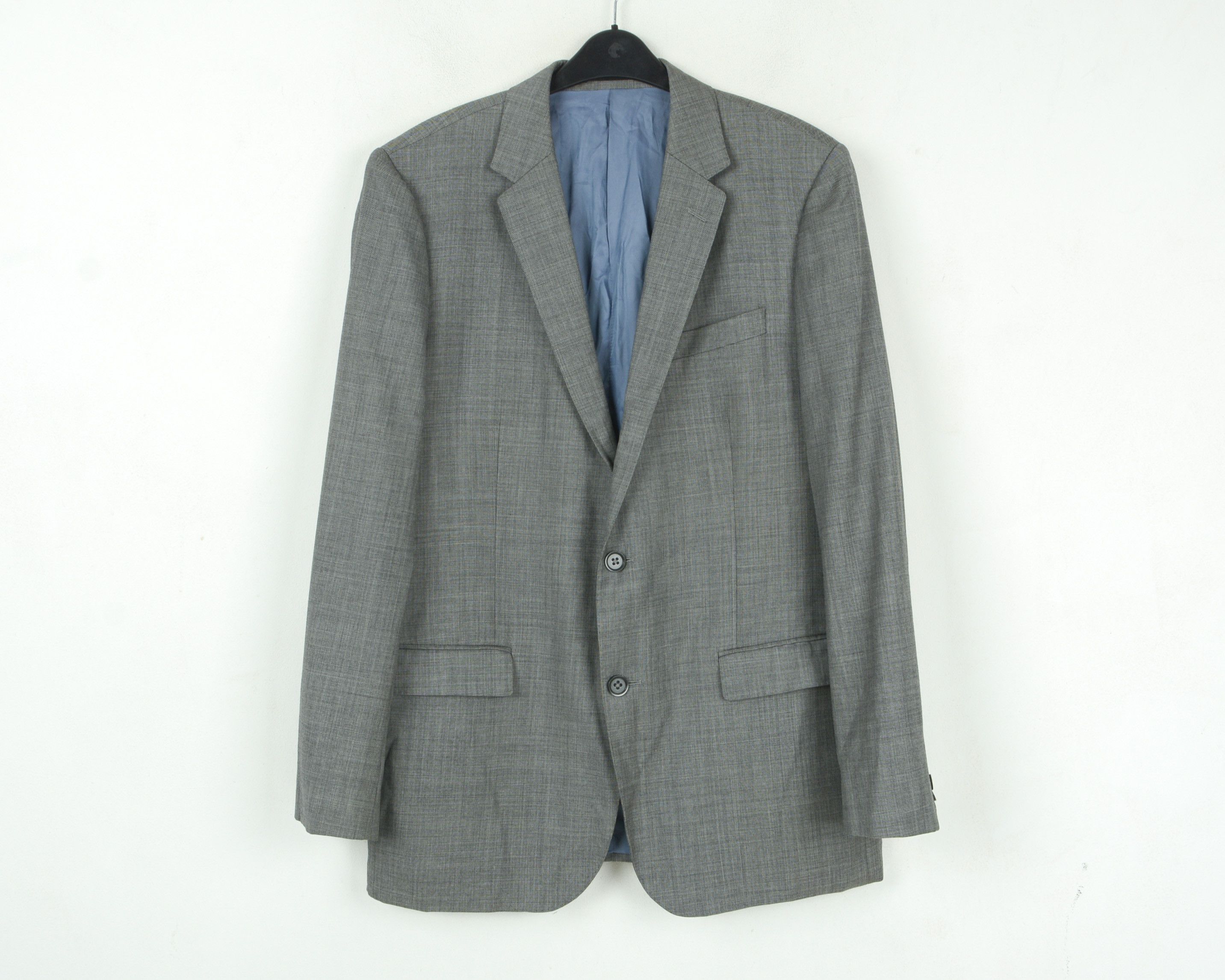Designer STUDIO MILANO Textured Pattern Wool Blazer Jacket Grey Size 42R - 1 Thumbnail