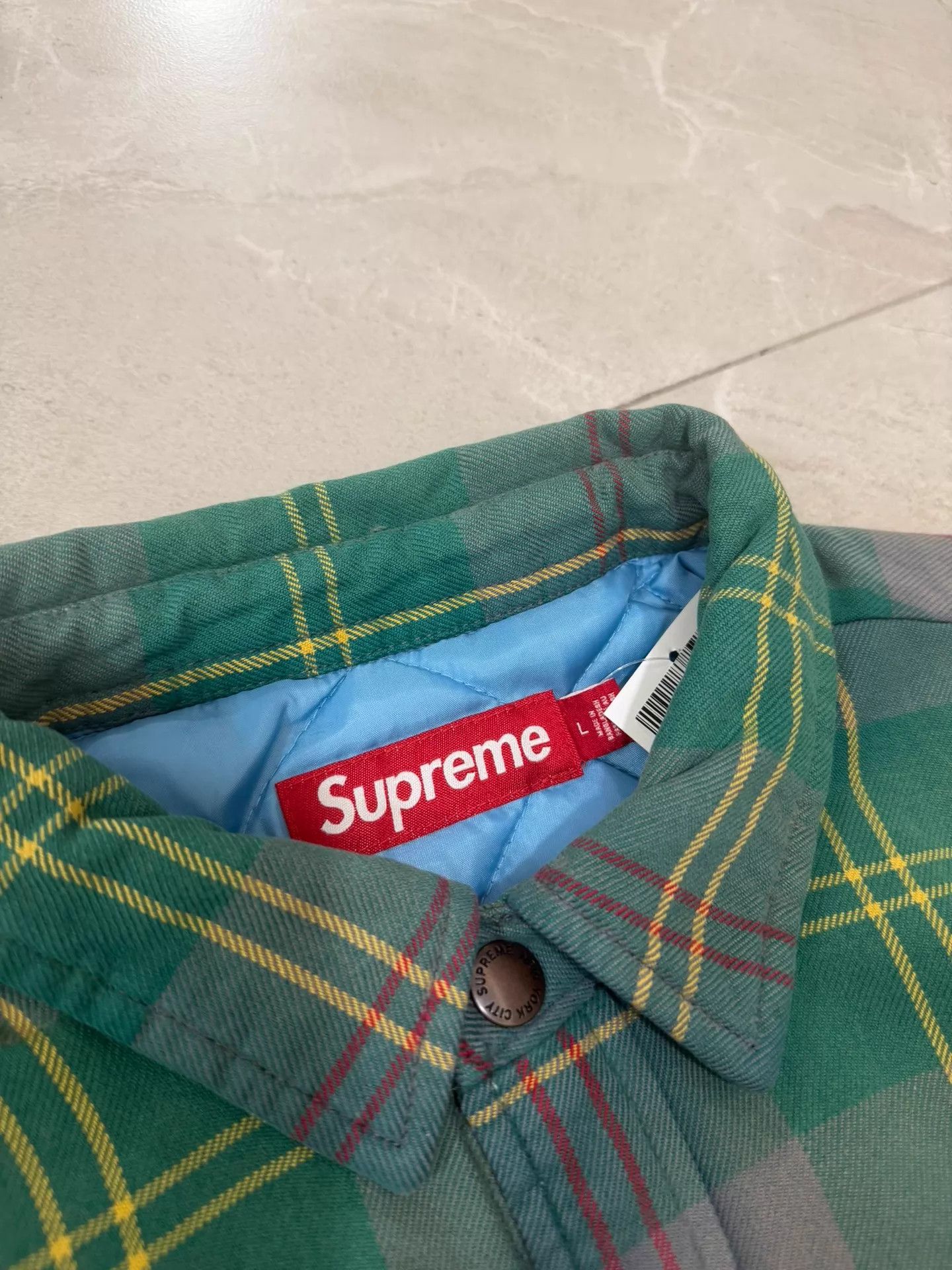 Supreme Supreme SS26 WEEK1 Quilted Flannel Snap Gingham Green M Size US M / EU 48-50 / 2 - 4 Thumbnail