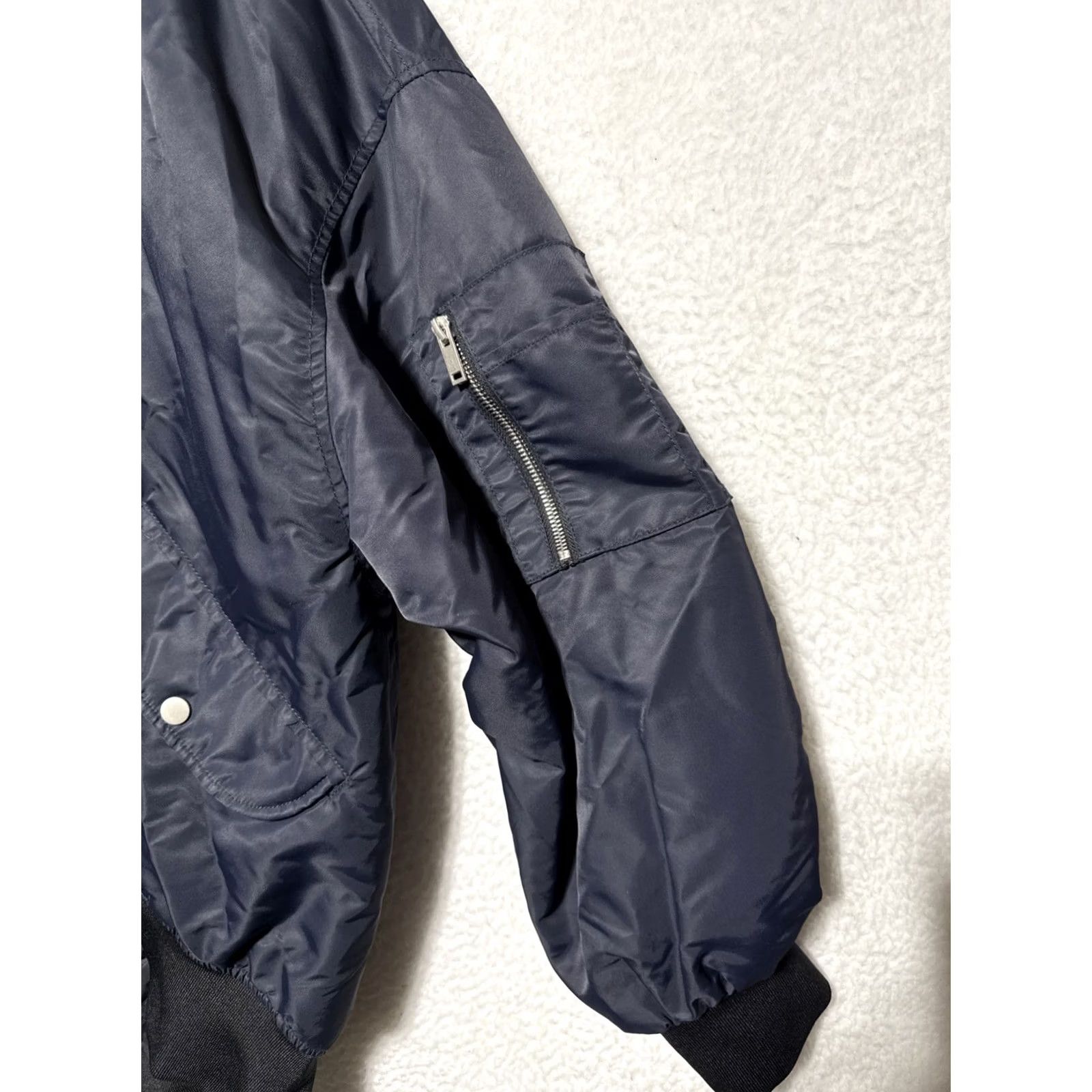 Zara Zara MA-1 Bomber Jacket Dark Blue Women’s Size S Oversized Zip Snap Polyester Lining Regular Size S / US 4 / IT 40 - 3 Thumbnail