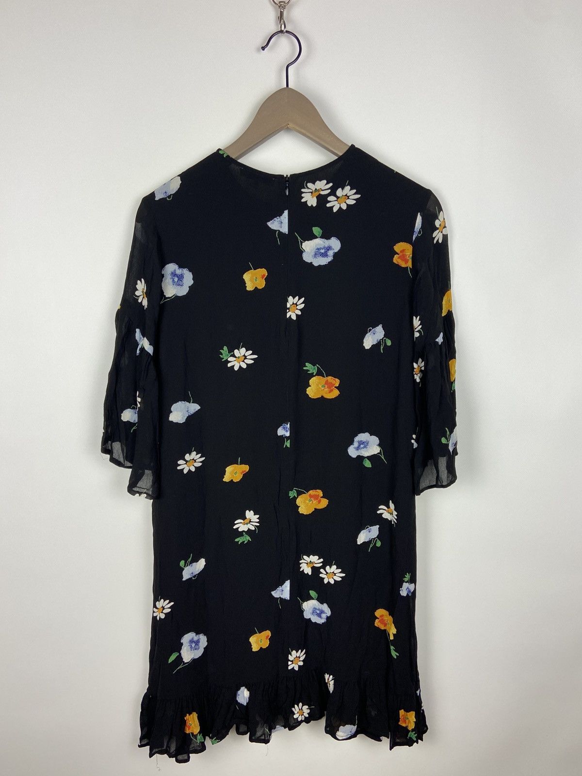 Designer × Ganni Ganni Dainty Georgette Floral Black Mini Dress Sz 36 Size XS / US 0-2 / IT 36-38 - 2 Thumbnail