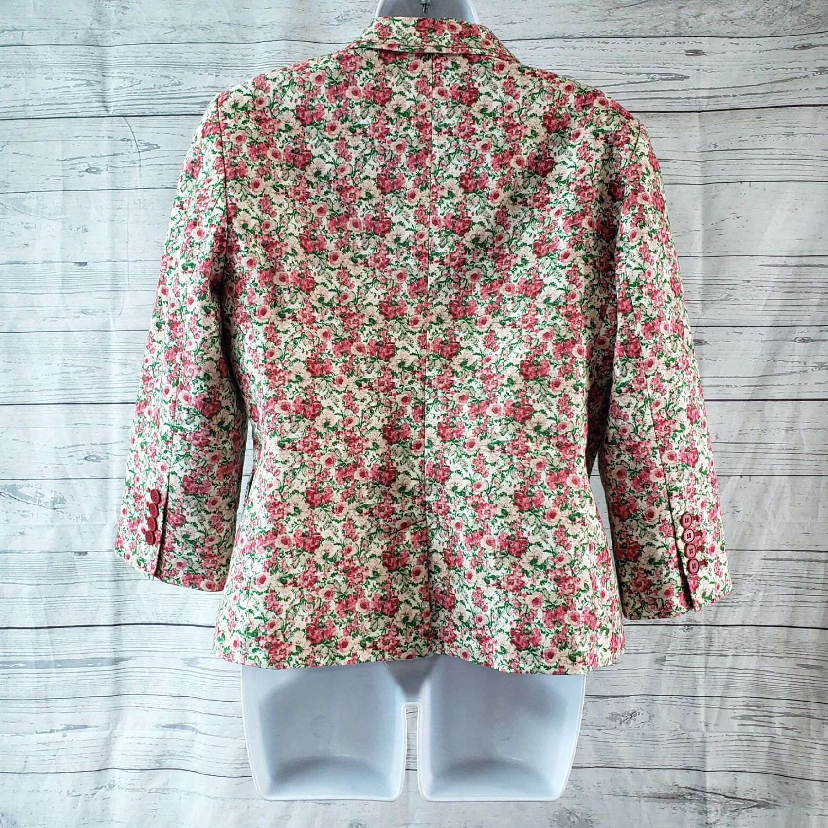 Talbots Talbots Blazer Womens Size 12 Pink Floral 3/4 Sleeve Cotton Blend Button Front Modern Casual Womens Size XL / US 12-14 / IT 48-50 - 4 Thumbnail