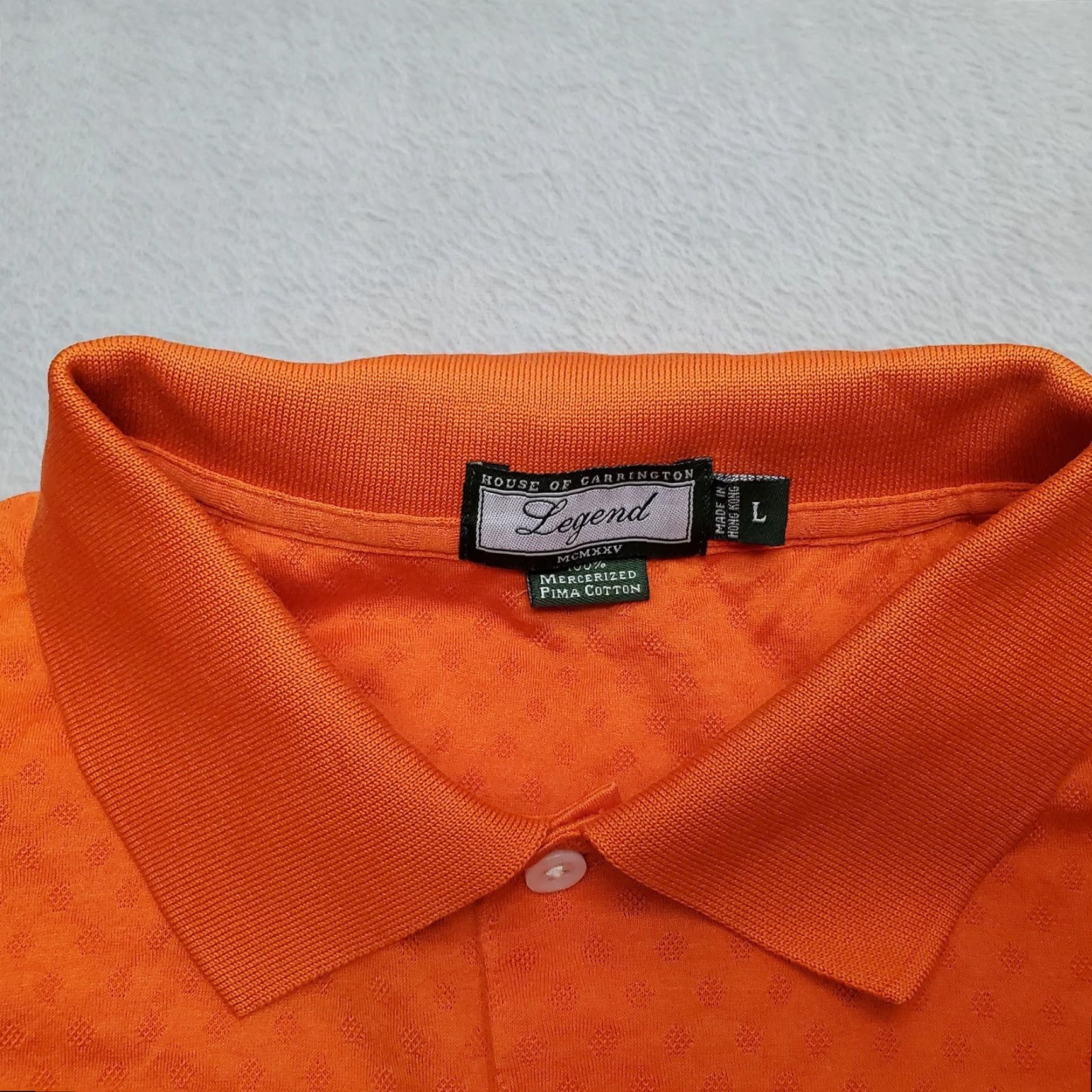 Vintage VINTAGE Polo Shirt Mens L Orange 100% Mercerized PIMA Cotton Dad Golf Casual House of Carrington Polo Mens L Orange Embroidered Buttoned Collar Size US L / EU 52-54 / 3 - 4 Thumbnail