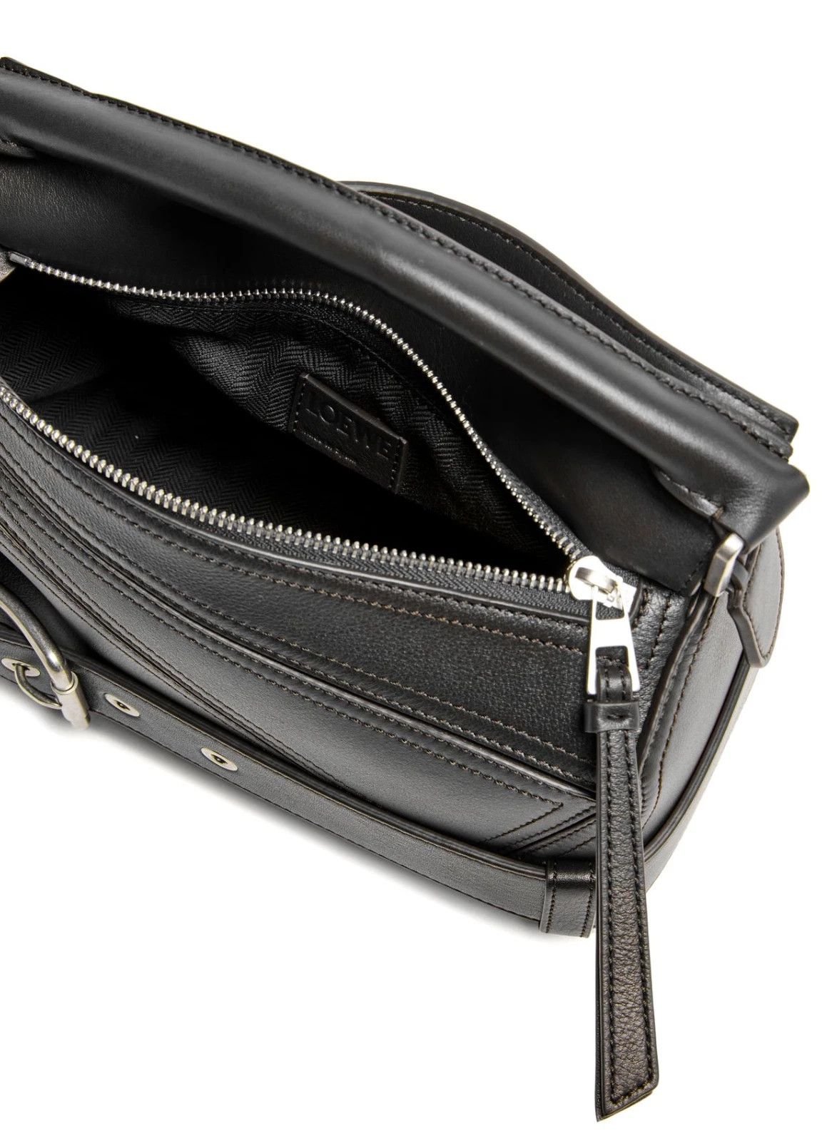 Loewe LOEWE Puzzle Biker Small Black Leather Top Handle Bag Size ONE SIZE - 4 Thumbnail