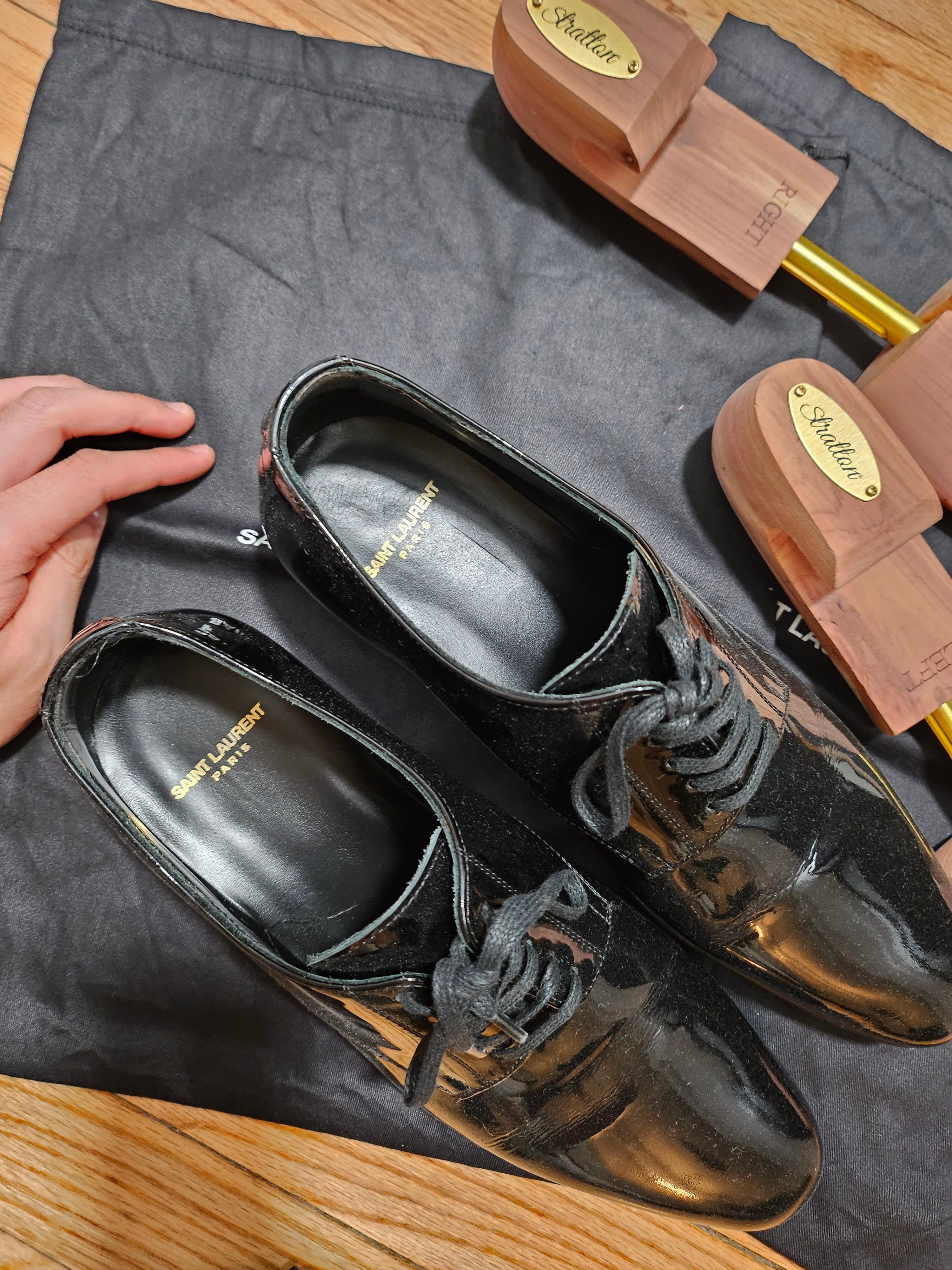 Saint Laurent Paris Saint Laurent Black Patent Leather Derby Dress Shoes EU 41 Size US 8 / EU 41 - 5 Thumbnail