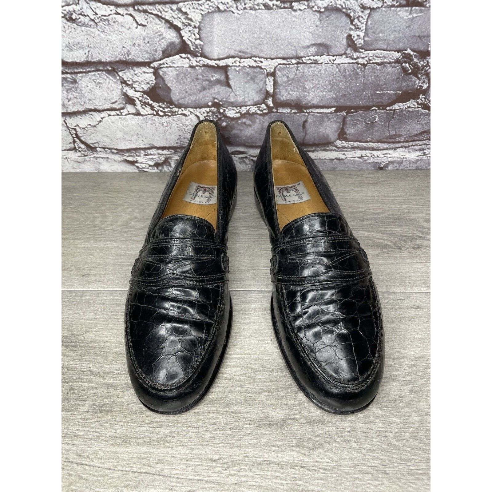 Other Cable & Co. Black Leather Croc Penny Loafers Dress Shoes Men Size US 9.5 / EU 42-43 - 18 Thumbnail