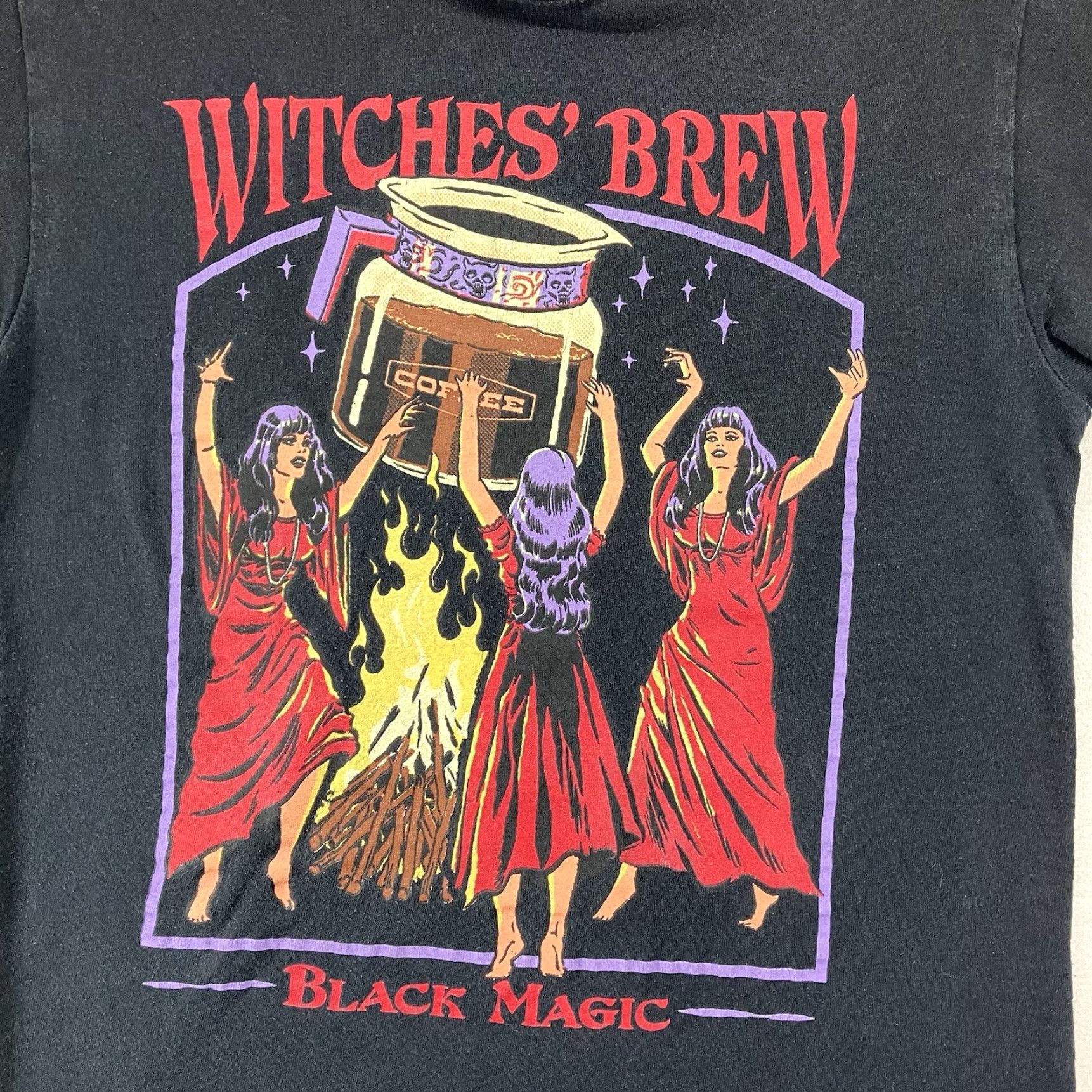RHODE Steven Rhodes Witches Brew Graphic T-Shirt Women's Medium Faded Black Classic Rock Horror Retro Size M / US 6-8 / IT 42-44 - 3 Thumbnail
