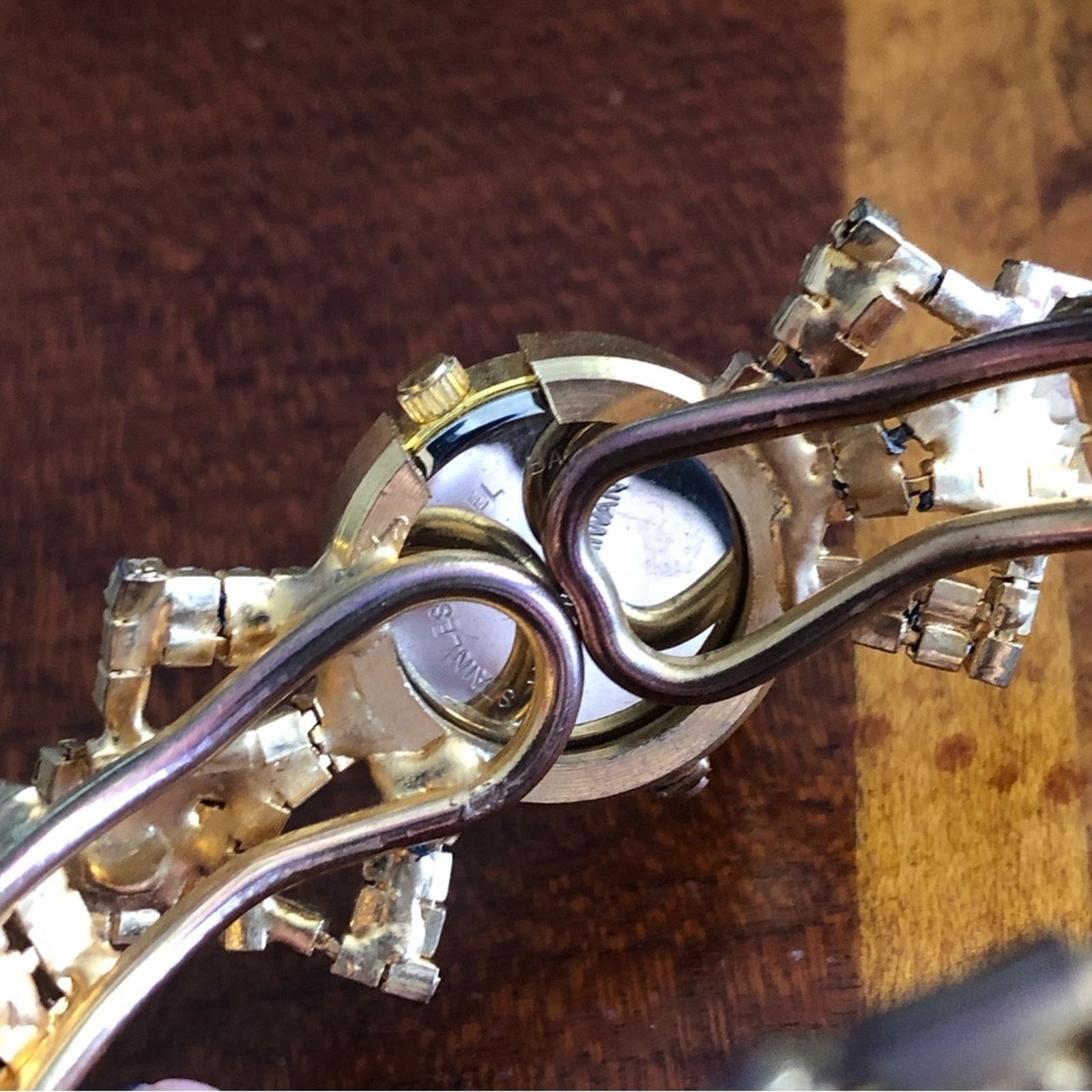 Handmade Repurposed handmade bling watch clamp bracelet Size ONE SIZE - 9 Thumbnail